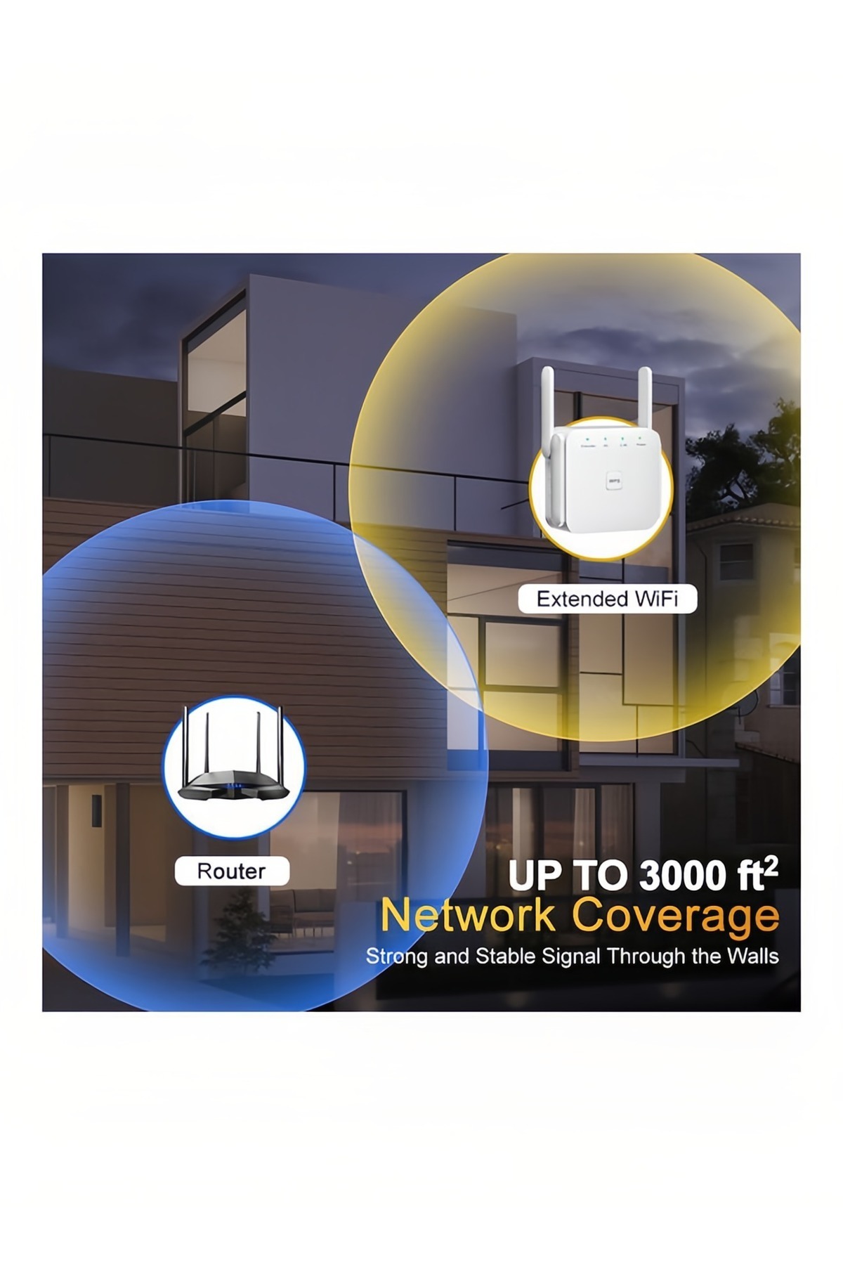 fulina-Wifi Booster, Dual-Band 2.4ghz, With 4 Antennas, Extends Signal 10 Meters, Suitable for Home Use 5