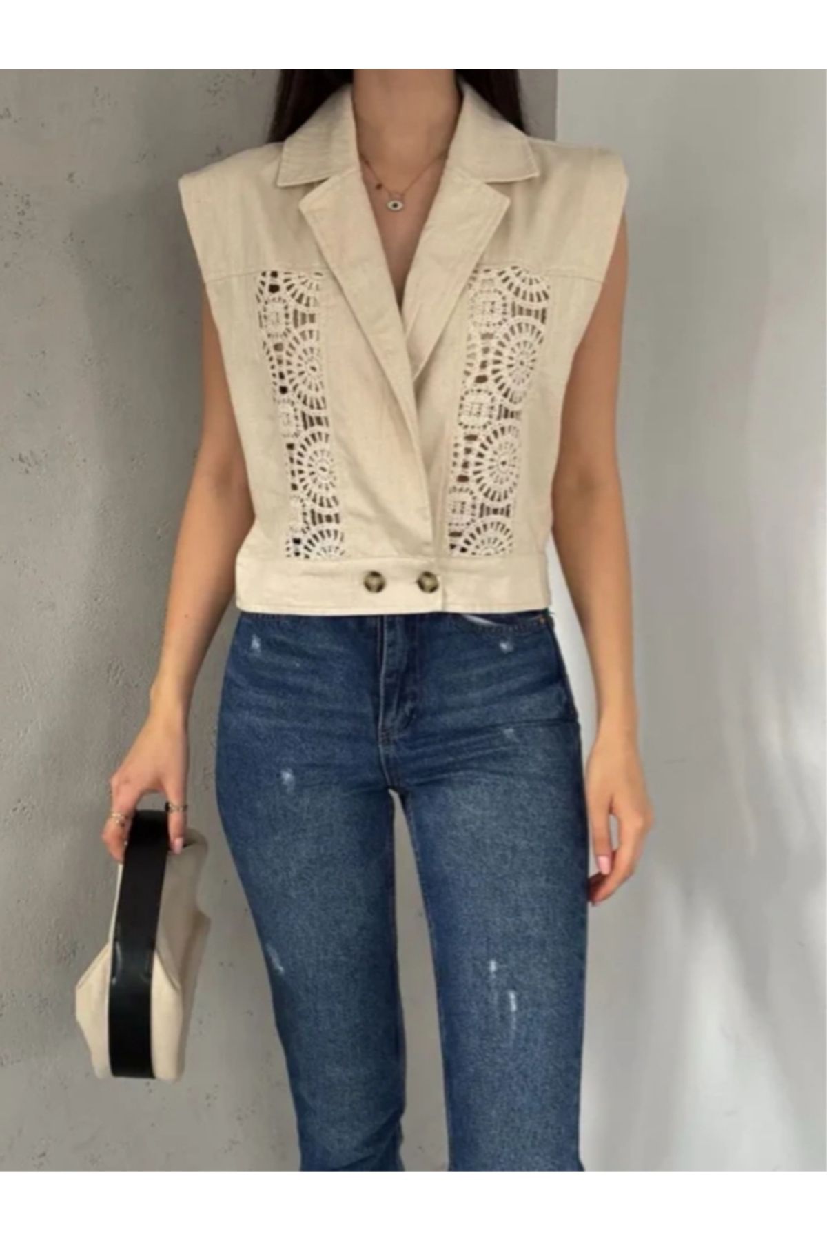 MODA Güpür Detaylı Kadın Yelek
