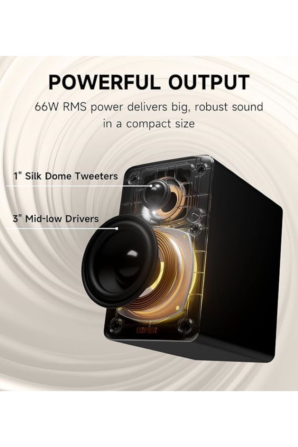 Edifier-Edifier M60 Compact Desktop 2.0 speakers,BT5.3,66W(RMS),Hi-Res,LDAC,Black,USB-C,AUX,Touch Panel 3