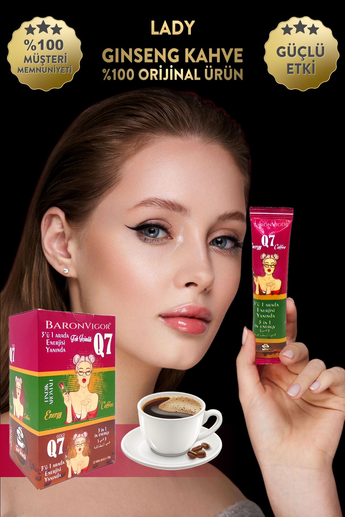 GOLD Q7 Kahve Enerji Gnseng Lady Kahve Energy Coffee 12 Adet Kutu