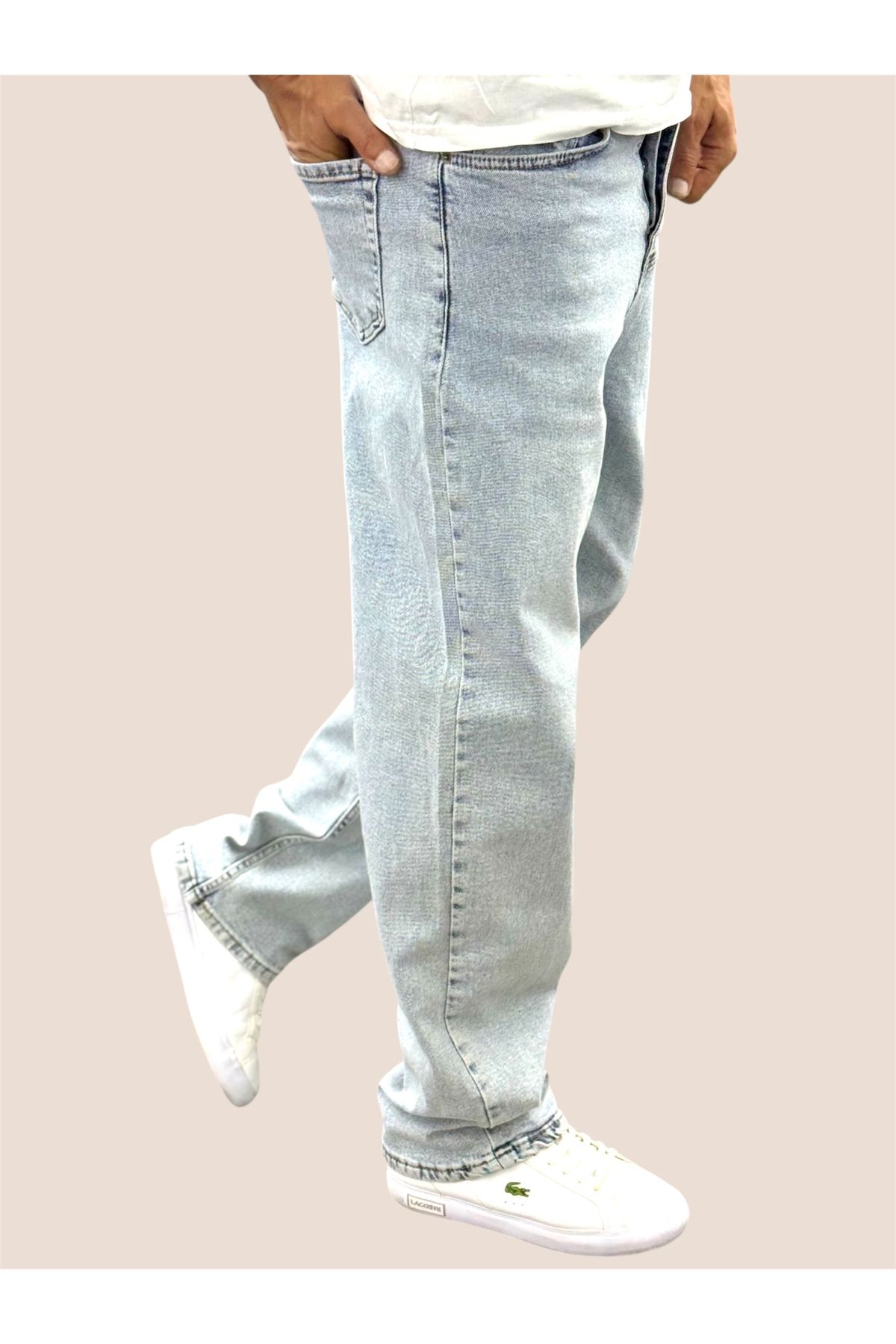 Denim ERKEK KOT BAGGY AÇIK MAVİ KAR YIKAMA