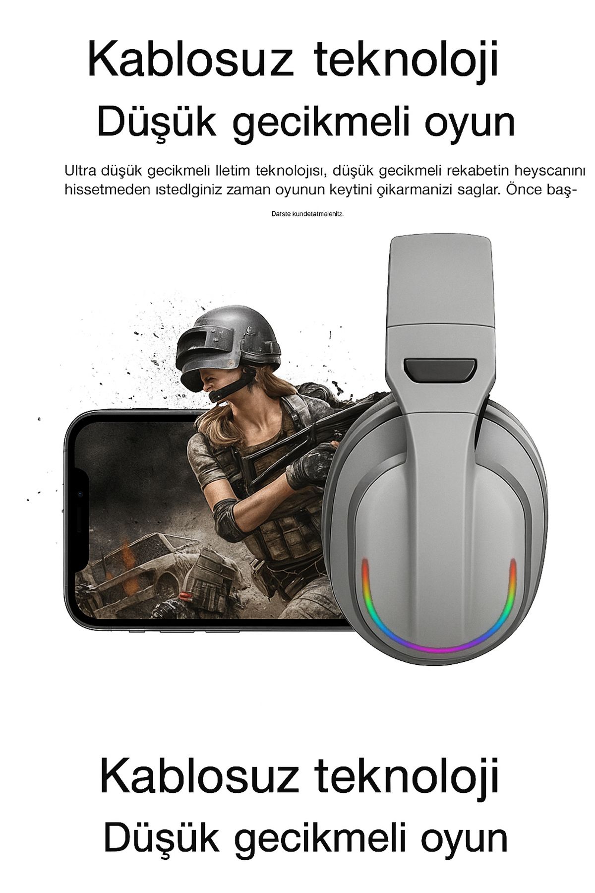 nextbuy Kablosuz Bluetoothlu 5.4 RGB Aydınlatmalı Mikrofonlu Gaming Oyuncu Kulaklığı 26 saat Şarj Gri PGB500
