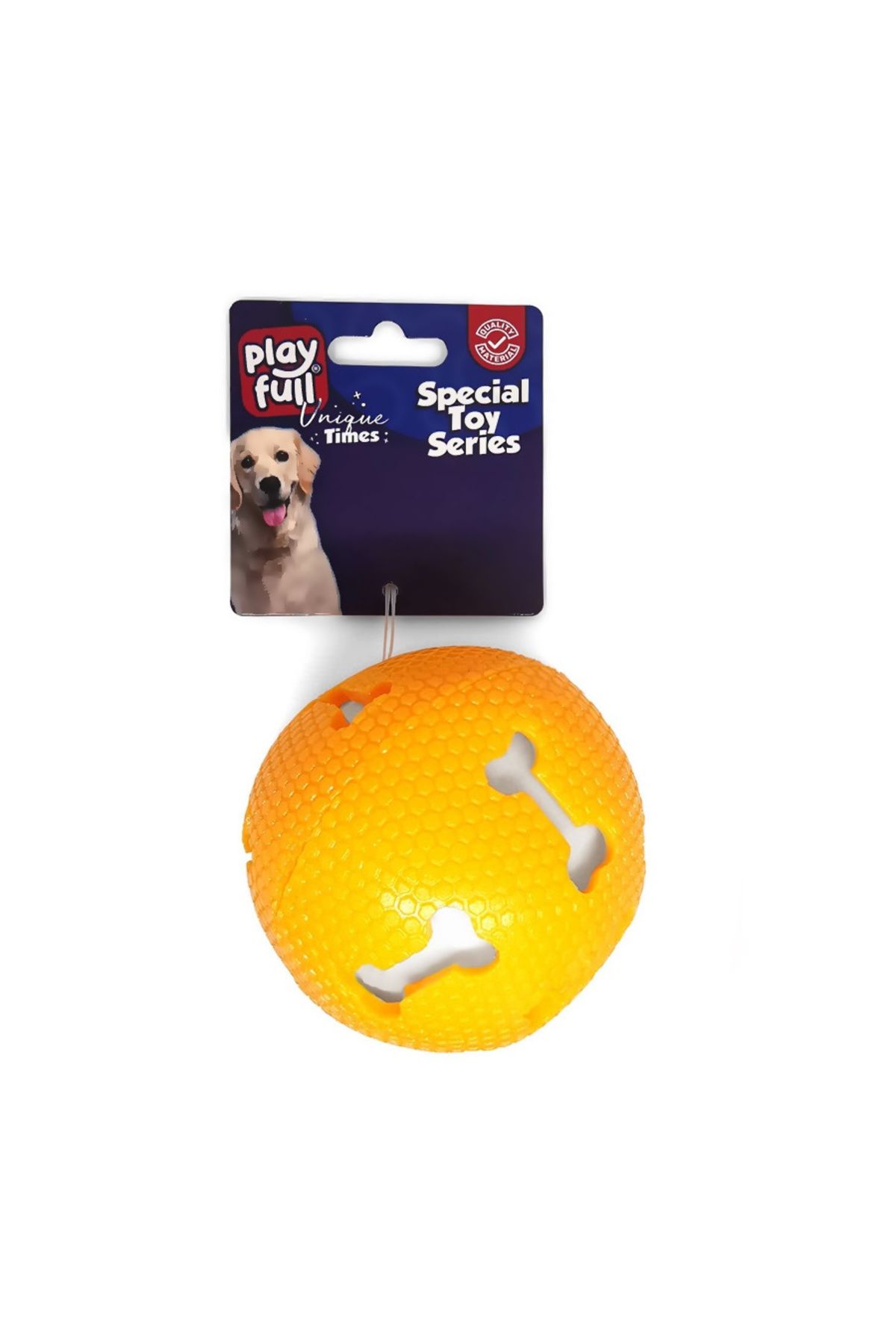 Vemora Playfull Sesli Kemik Desenli Plastik Top Köpek Oyuncağı 7,5 Cm Turuncu