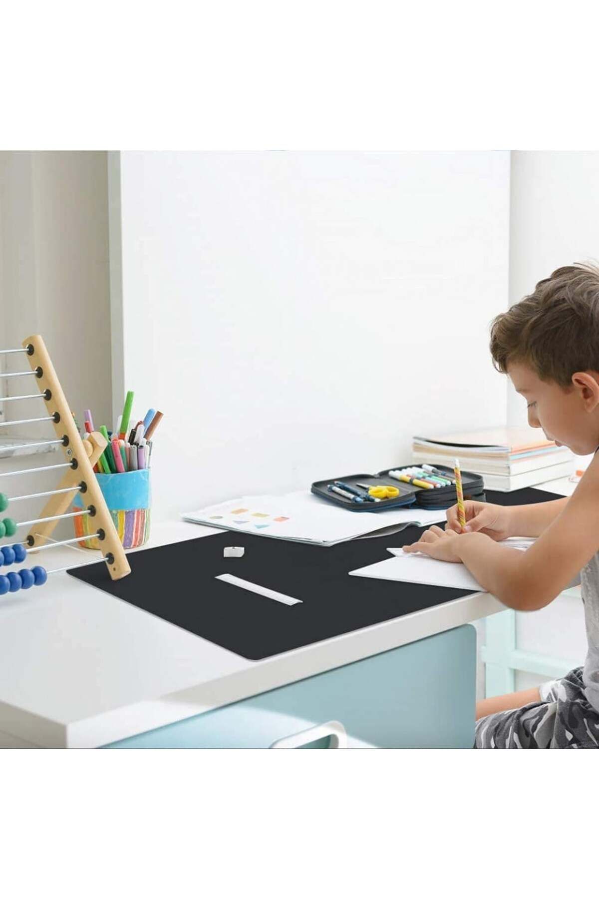GORESE-desk mat, artificial leather, black, 80 x 40 cm 3