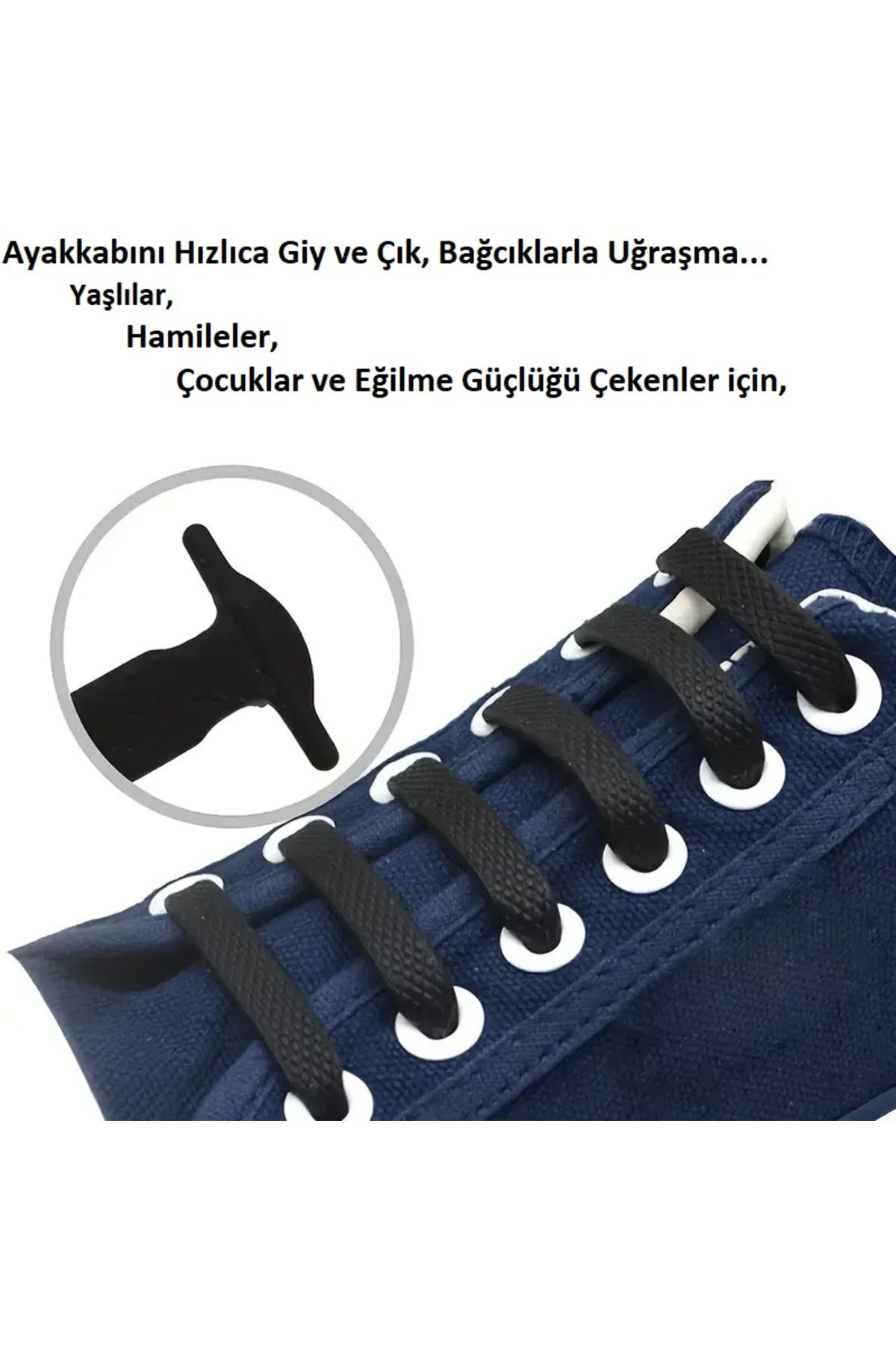 borandtm 16 adet Silikon Elastik Ayakkabı Bağcığı