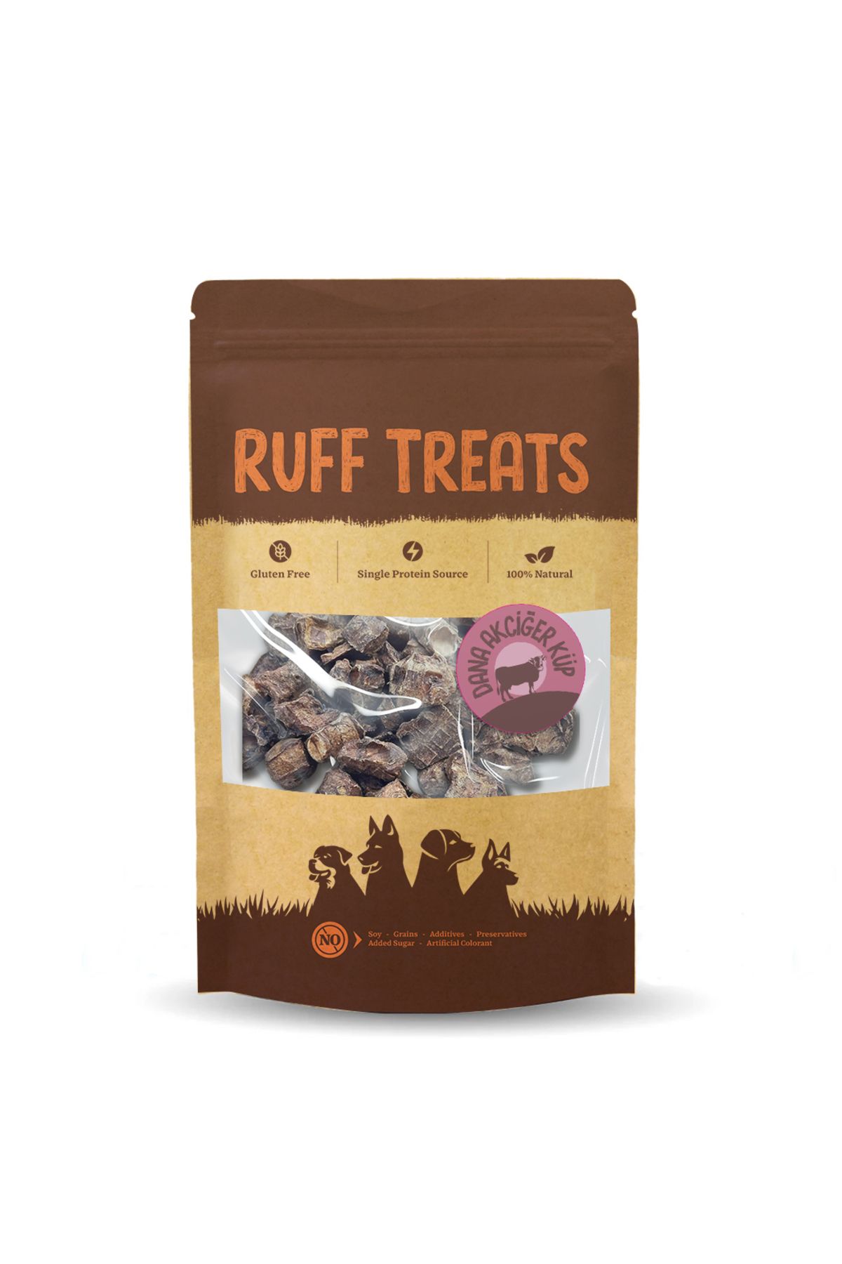 Ruff Treats Kurutulmuş Ödül Maması Dana Akciğer Küp 100gr.