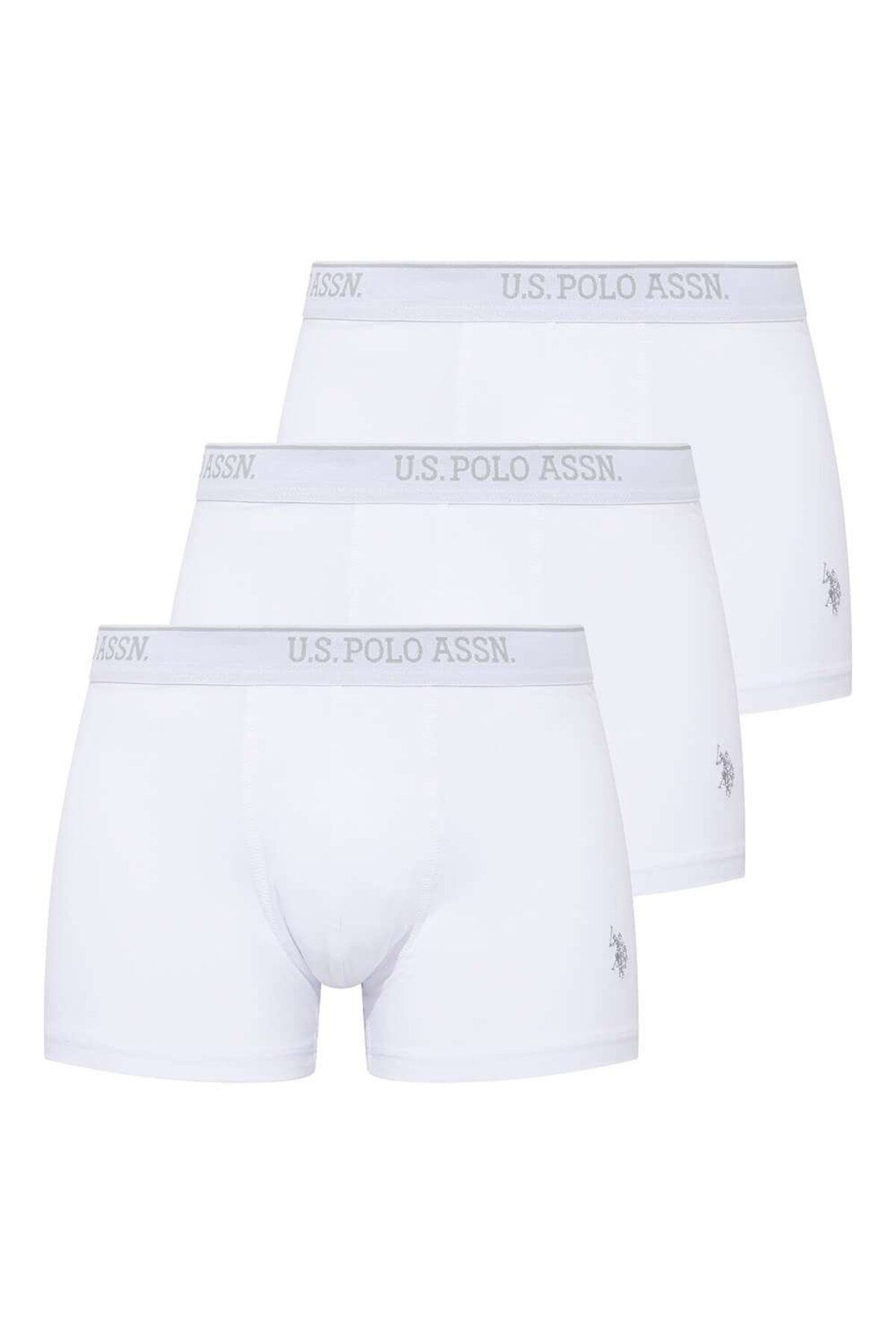 U.S. Polo Assn. U.S. Polo Assn. Erkek 3' Lü Beyaz Pamuklu Kutulu Boxer - Beyaz - SREIA80B09Z7X