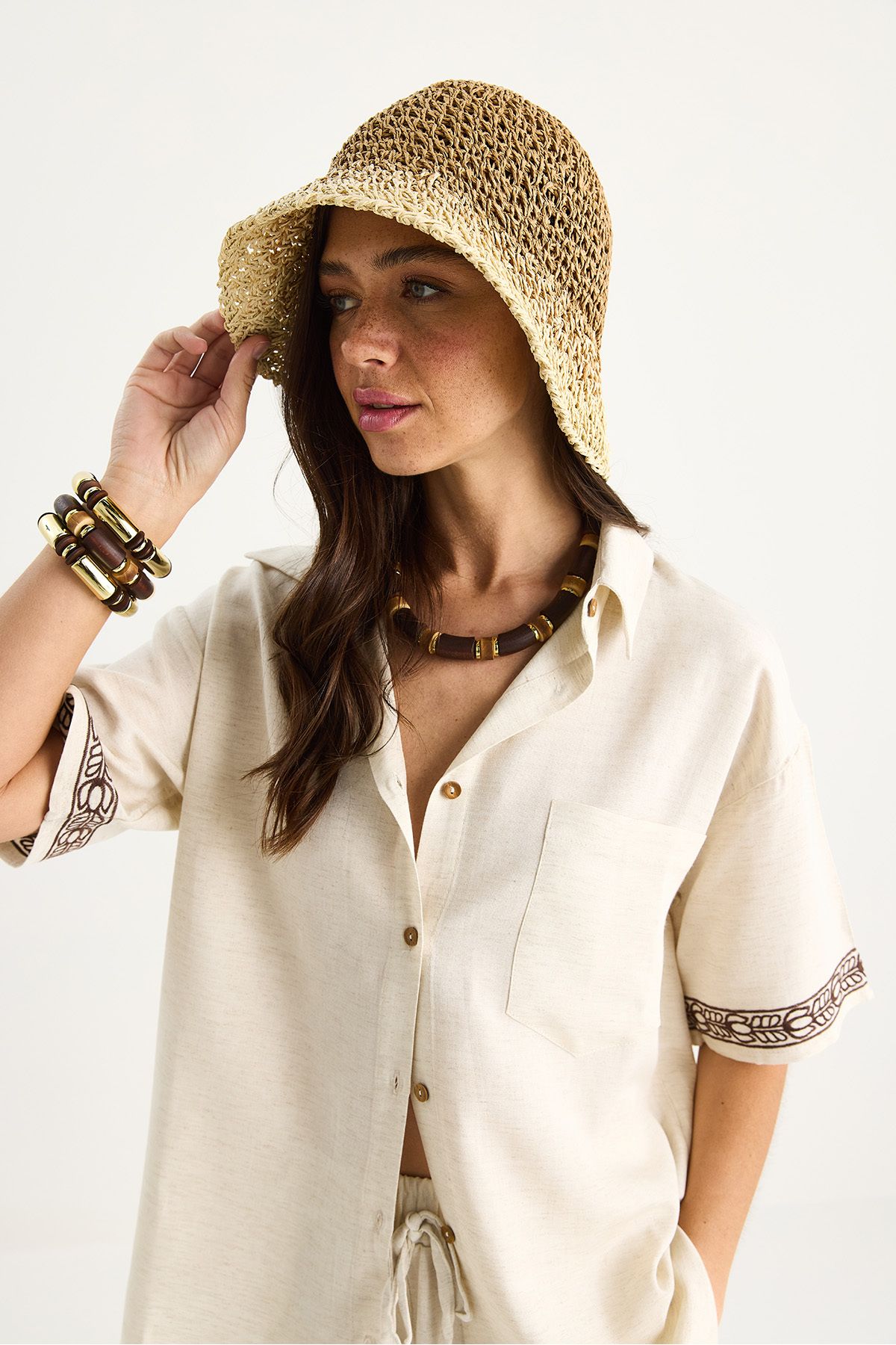 Bianco Lucci-Women's Gradient Color Transition Hand Knitted Straw Hat 14404 60801008 3