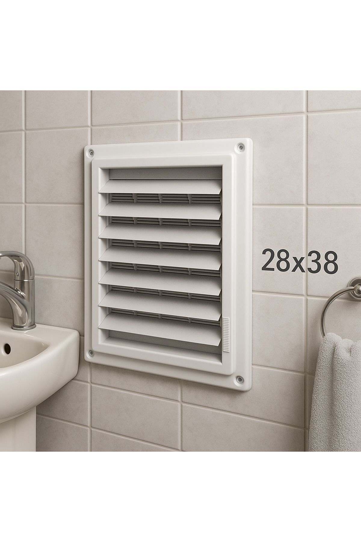 DESIPHON-28X38 cm Plastic Bathroom and Wc Ventilation Grille – Surface Mounting, Movable Shutter System 5