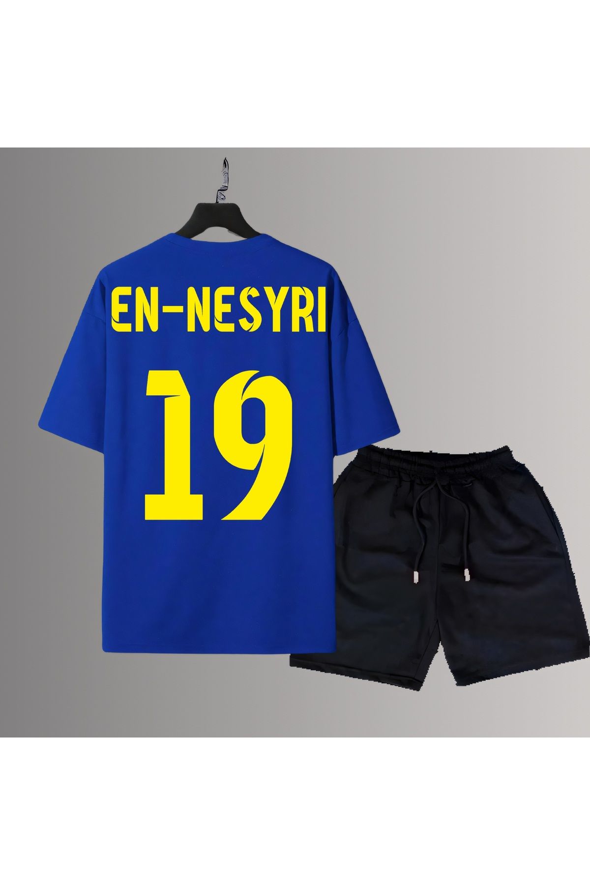 Biy Store Youssef En nesyri futbol sırt forma baskılı unisex kısakollu tişört regular fit t-shirt şort takımı