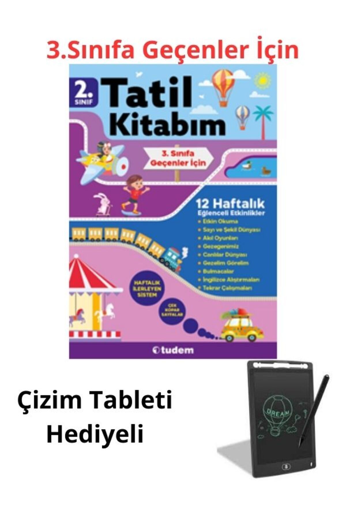 Tudem Yayınları 2. Sınıf Tatil Kitabı (3. sınıfa geçenler için) 2025 Çizim Tableti Hediyeli