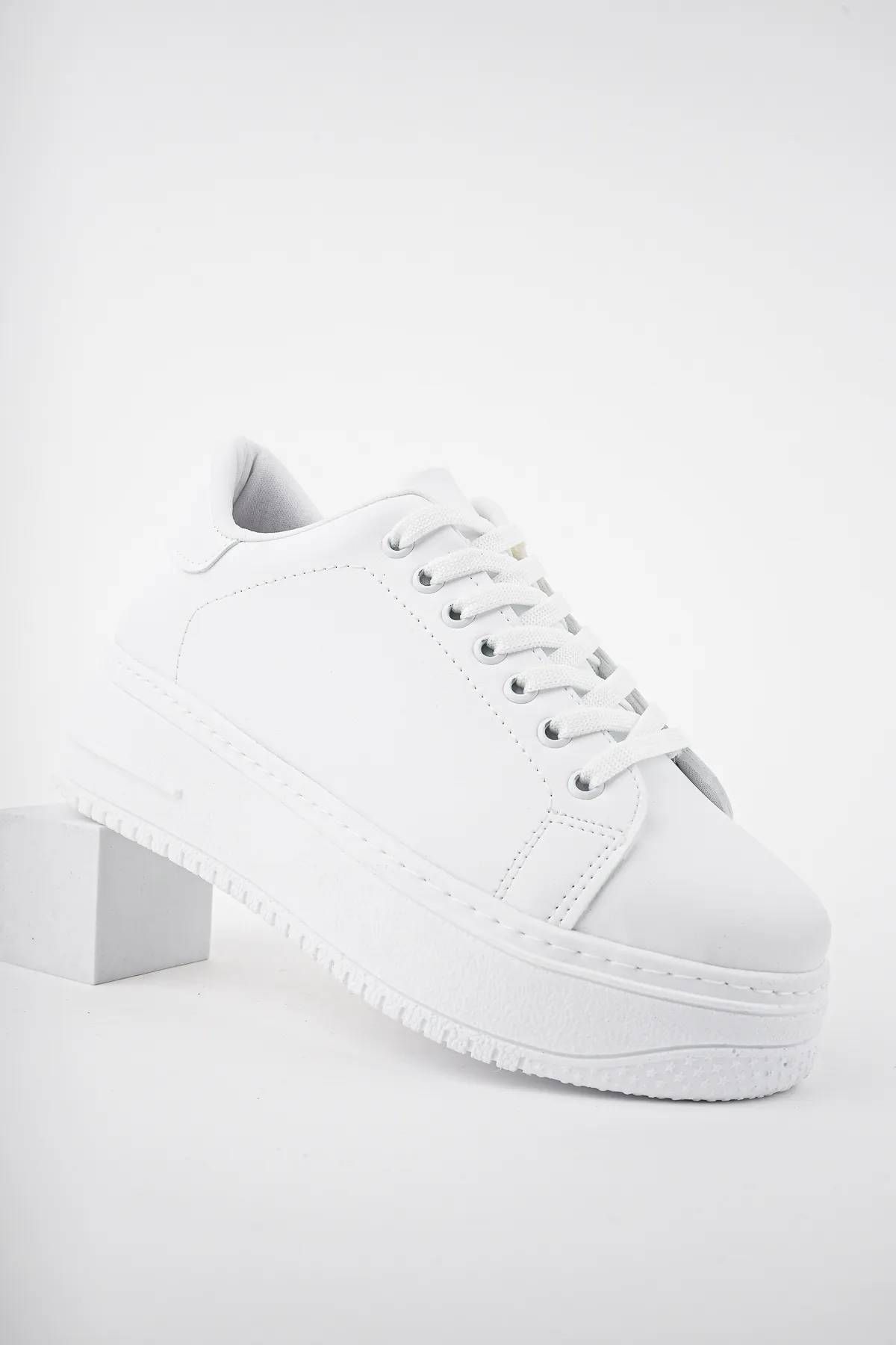 MRSO SHOES Dean Beyaz Bağcıklı Mat Deri Kadın Spor Ayakkabı