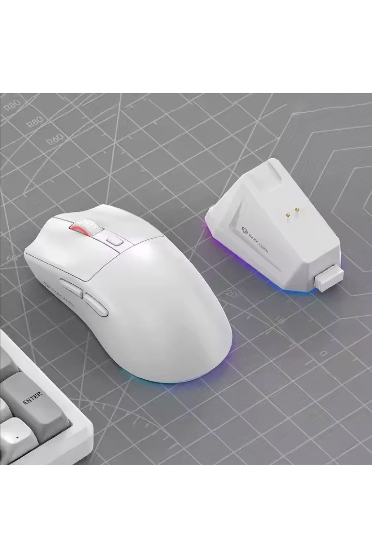 silabor Dark Alien X1 Light Tri Mode Wired Wireless Gaming Mouse Uyumlu  PAW3311 59 Gram Şarj İstasyonu