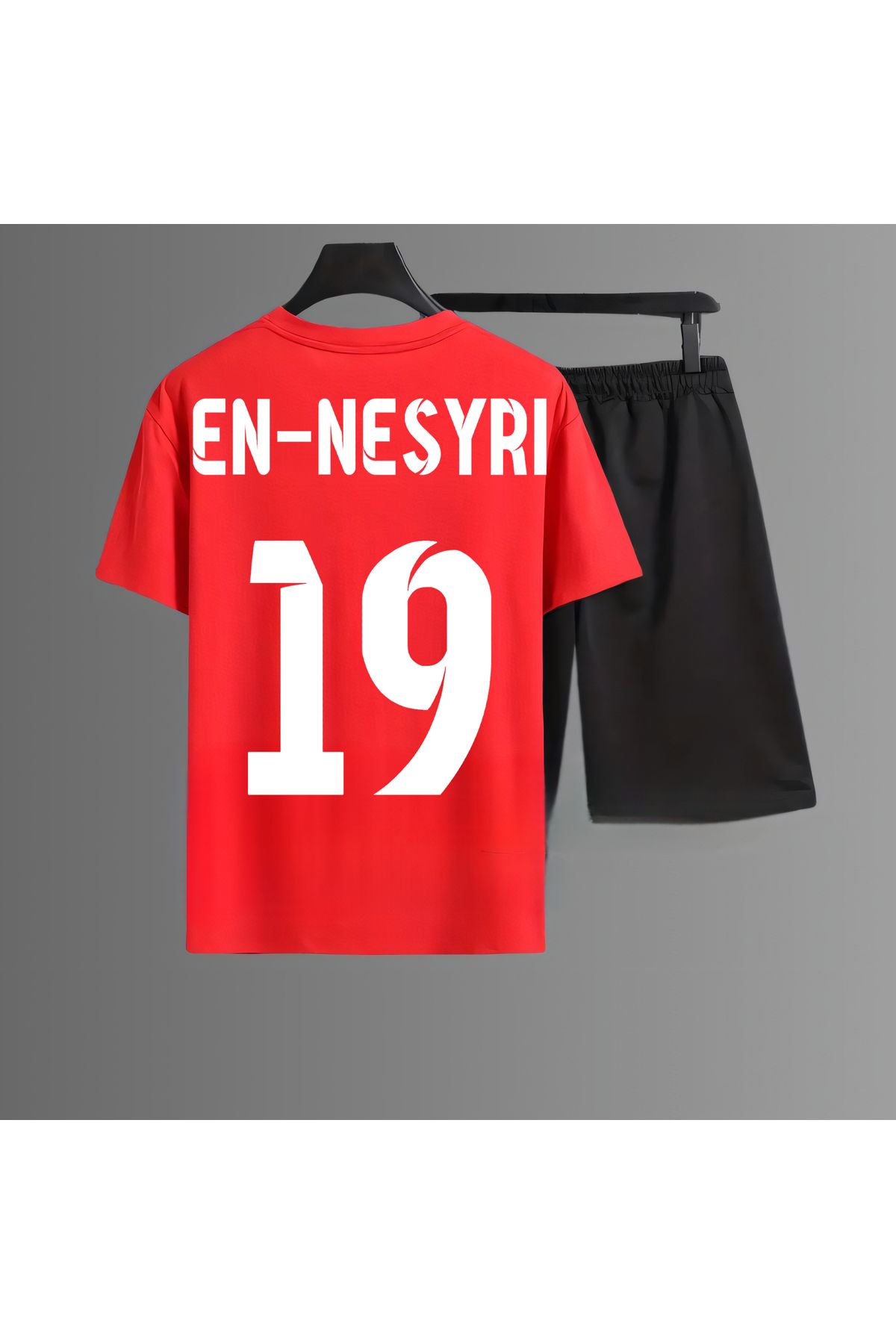 Biy Store Youssef En nesyri futbol sırt forma baskılı unisex kısakollu tişört regular fit t-shirt şort takımı