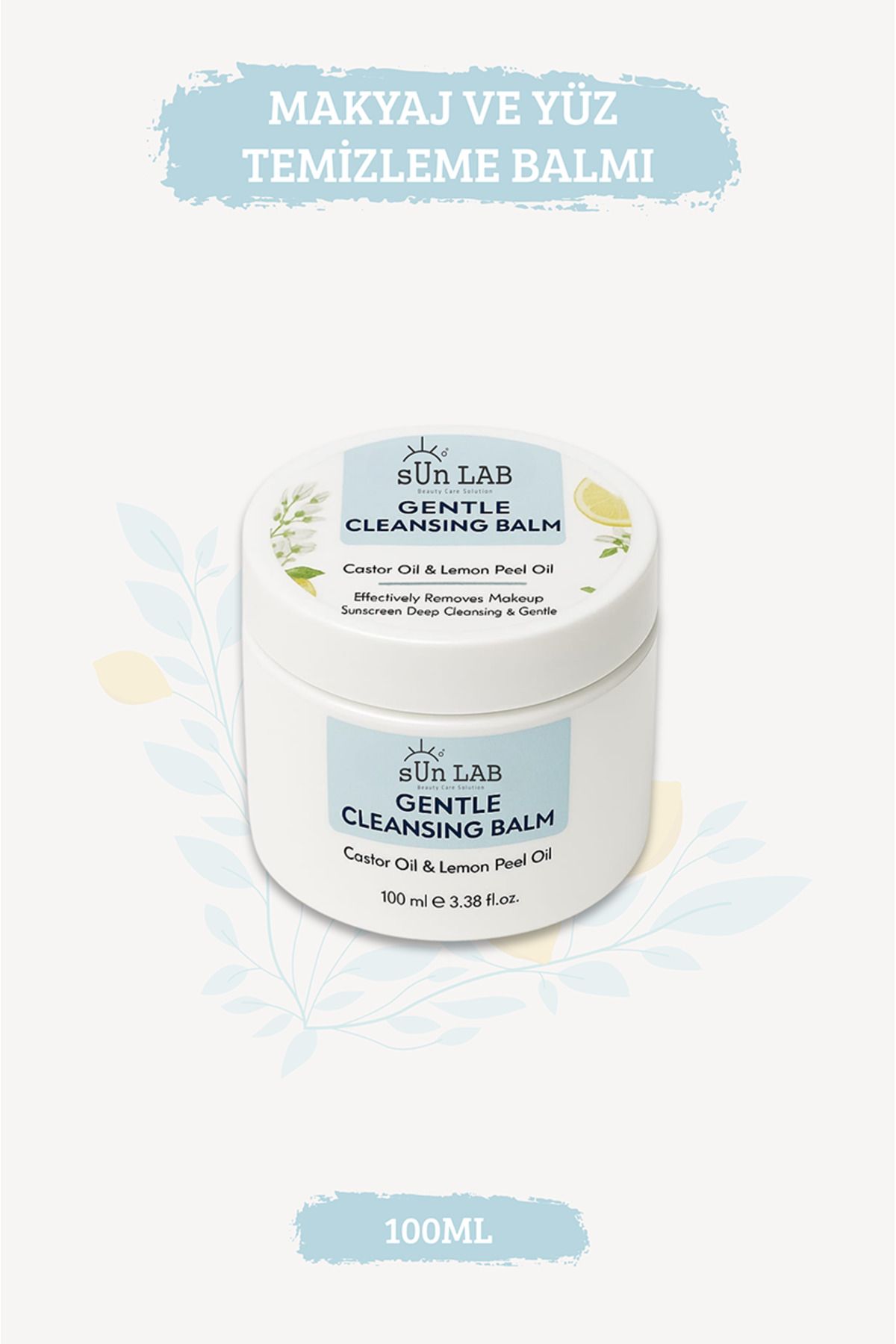 sun lab beauty care solution Makyaj ve Yüz Temizleme Balmı Gentle Cleansing 100ml (Hint yağı ve Limon Kabuğu Yağı )