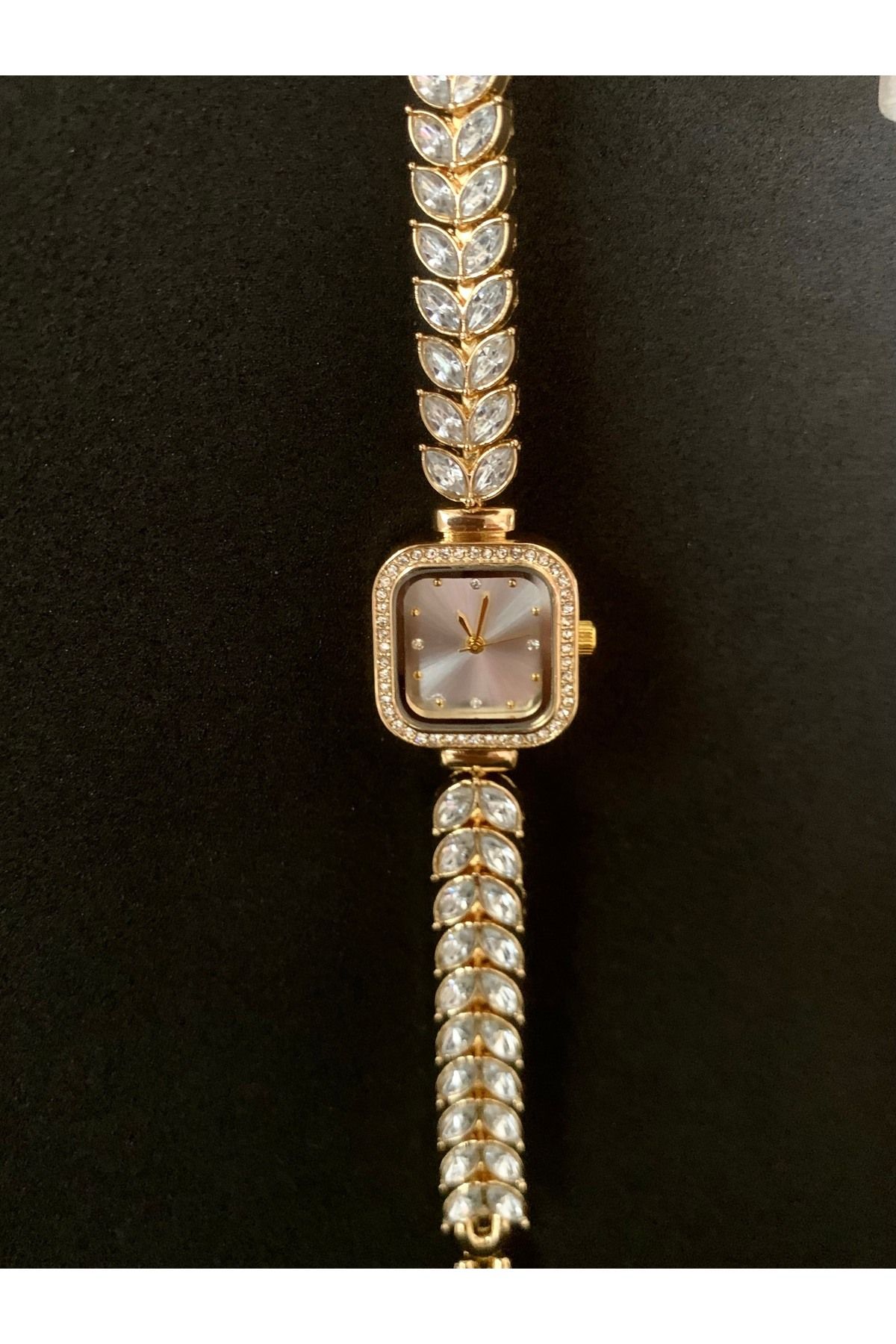 chaoyada Kare Kadran Vintage Zirkon Taşlı Yeşil Gümüş Gold Kadın Saat Özel kutusunda