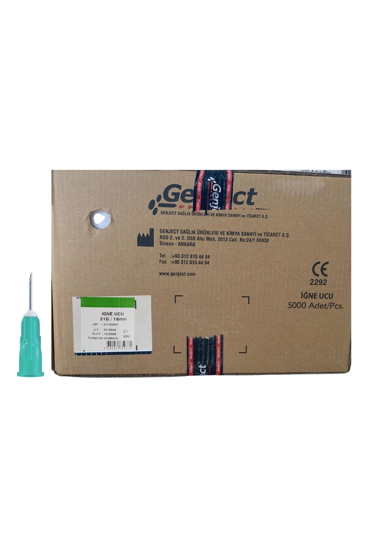Genject - ENJEKTÖR İGN UCU 16MM VETERİNER YEŞİL KISA 21G - 5000 ADET