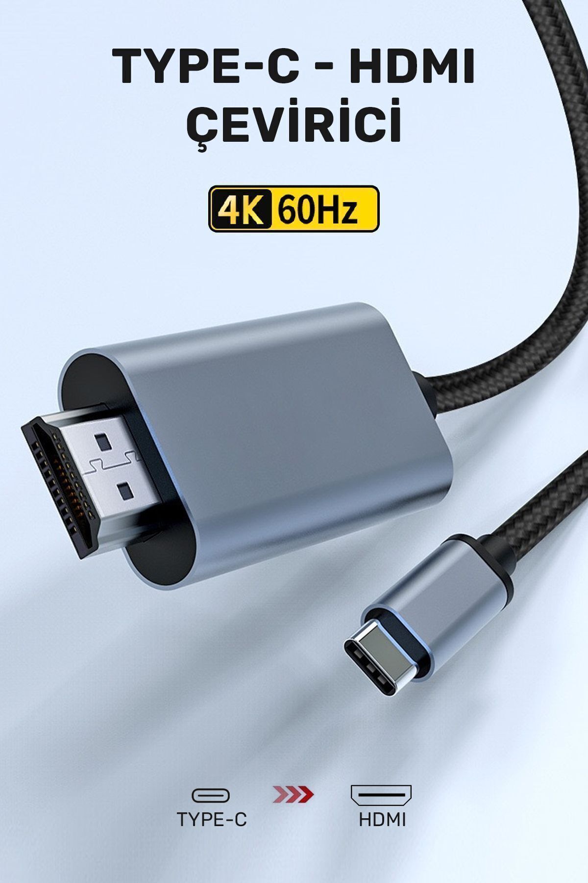 CONOCER MacBook, iPad, iPhone 15-16 Type-C to HDMI 4K Ultra FHD 2M Görüntü Aktarım Kablosu