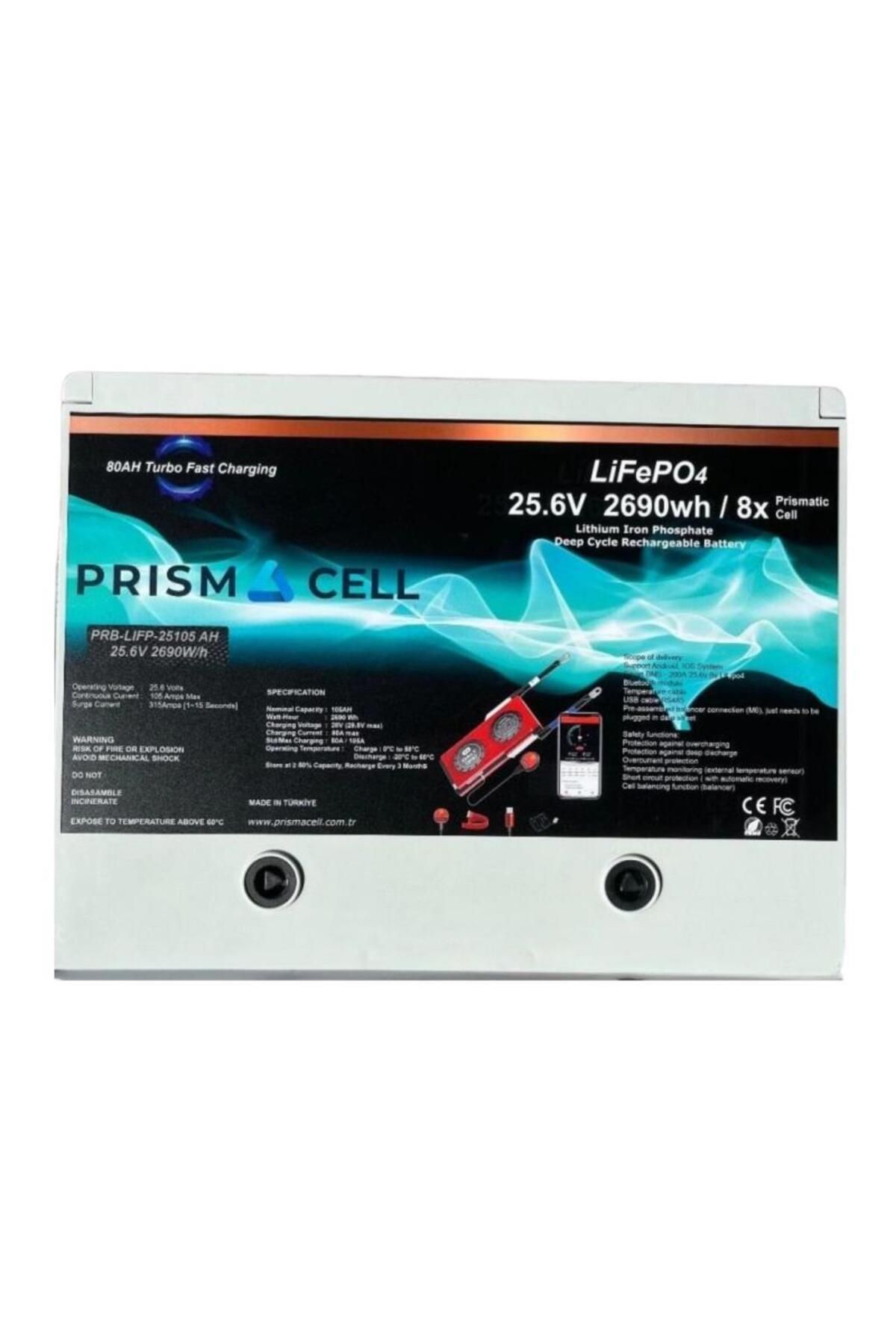 Prisma Cell Prısmacell Lifepo4 25.6V 105Ah Prizmatik Smart Bluetooth Solar Akü Turbo Chargıng