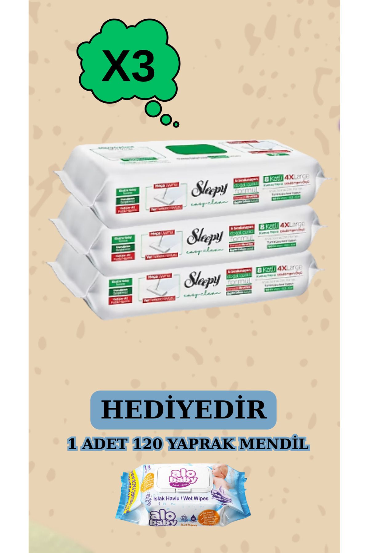Sleepy Mop Uyumlu Yer Temizlik Havlusu 3 Paket 150 Yaprak