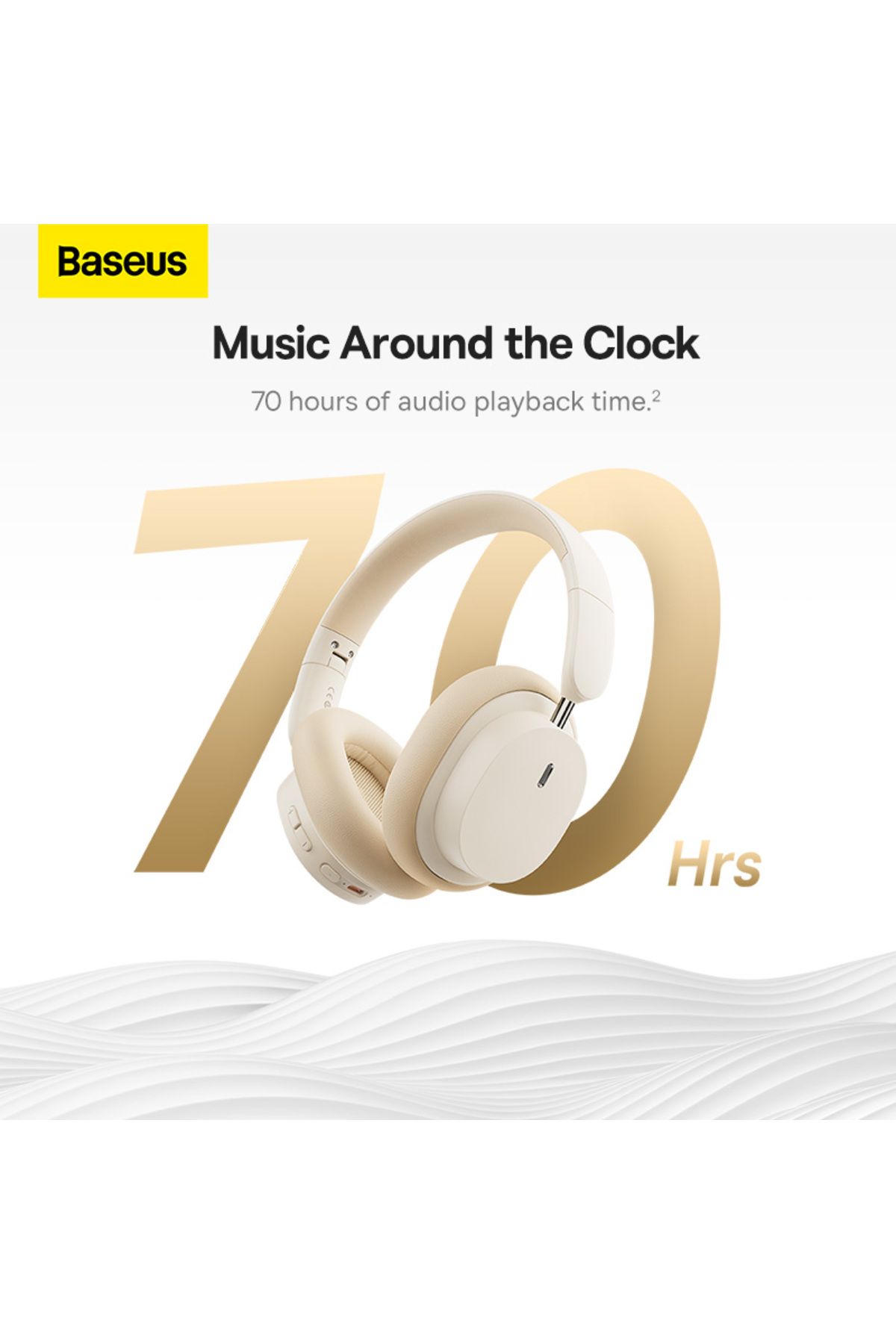 Baseus-BASEUS Bowie D05 Wireless Bluetooth Headset Foldable HiFi Stereo Music Headphone - Creamy White 6