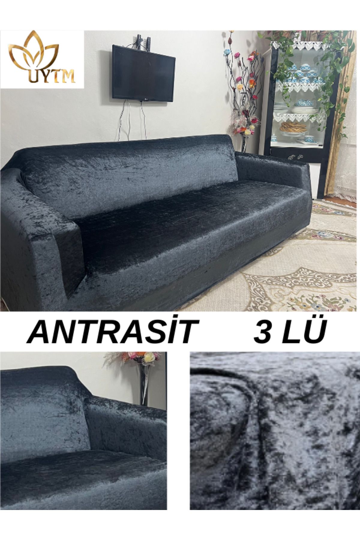 uytm-Țesătură din catifea (3 persoane) Husă de canapea Husă de scaun Elastic elastic 1 bucată 1