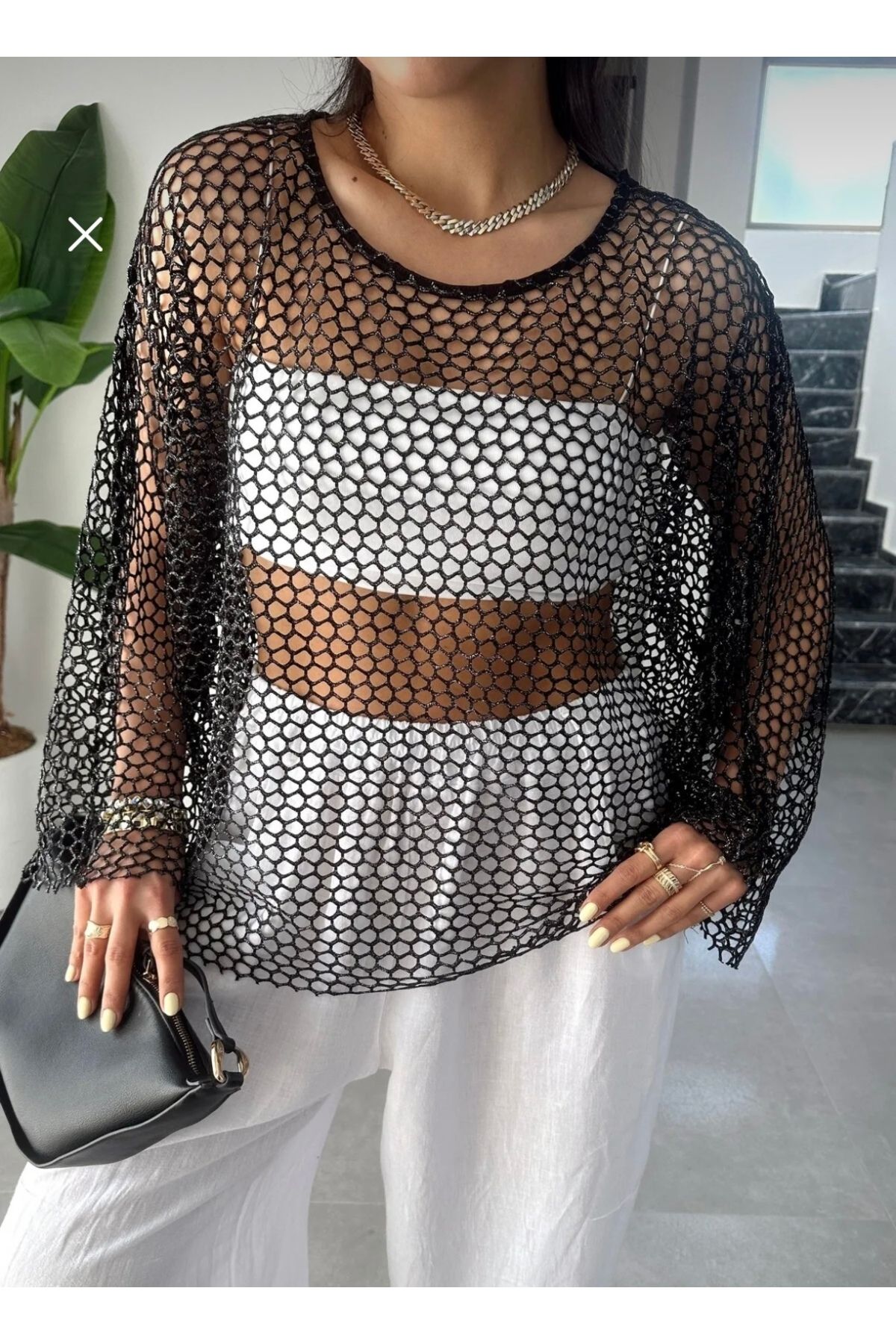 BEBE PLUS Sim detaylı Oversize File Bluz