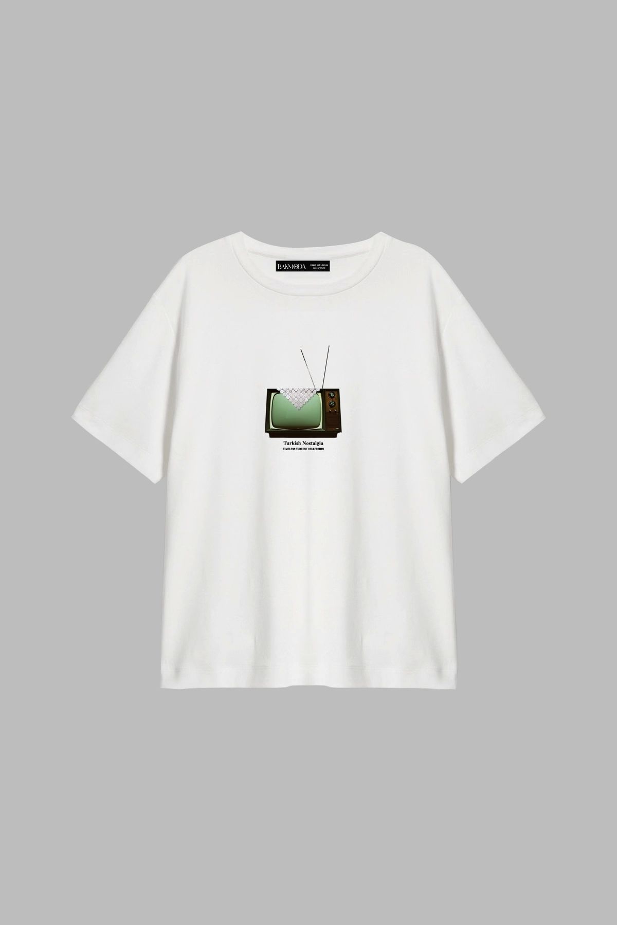 CİNEMA MODA Turkish Nostalgia Baskılı Relaxed Fit Beyaz Kadın Tshirt
