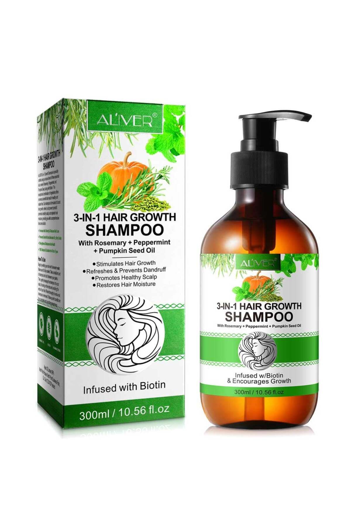 NOVA KISS Șampon 3 În 1 Cu Ulei De Rozmarin, Mentă Și Dovleac Pentru Creșterea Părului, 300 Ml Unisex - One Size