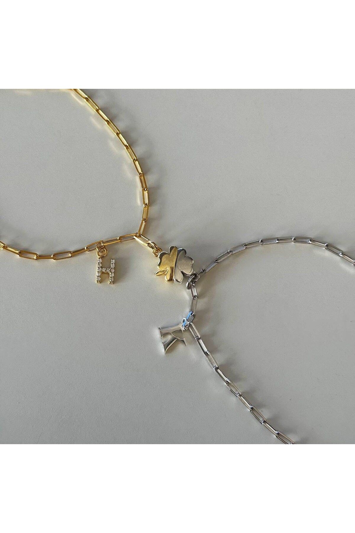 beonejewelry MIKNATISLI YONCA HARFLİ ÇİFT BİLEKLİK | 925 GÜMÜŞ