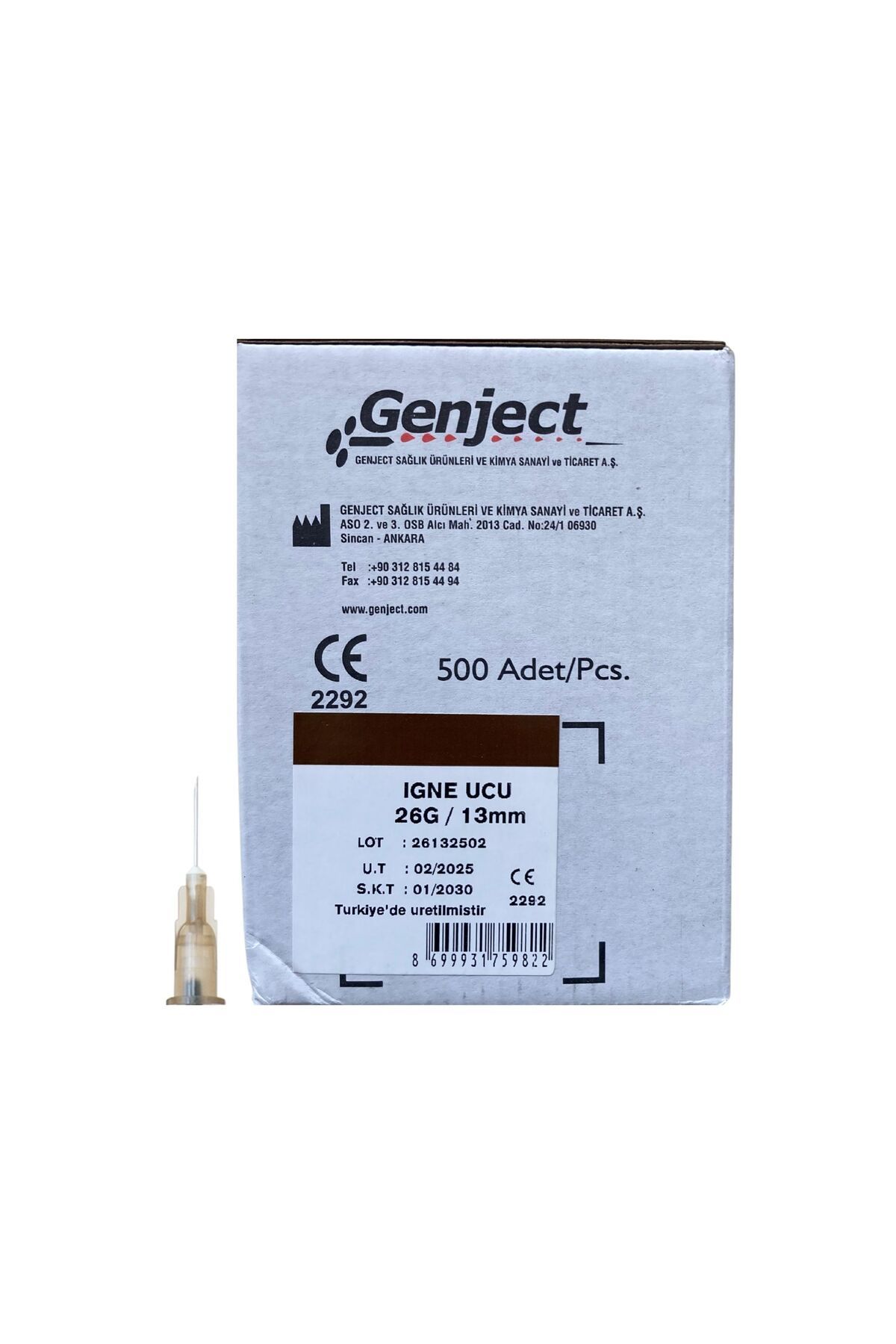 Genject - ENJEKTÖR İĞN UCU 13MM KAHVERENGİ 26G - 500 ADET