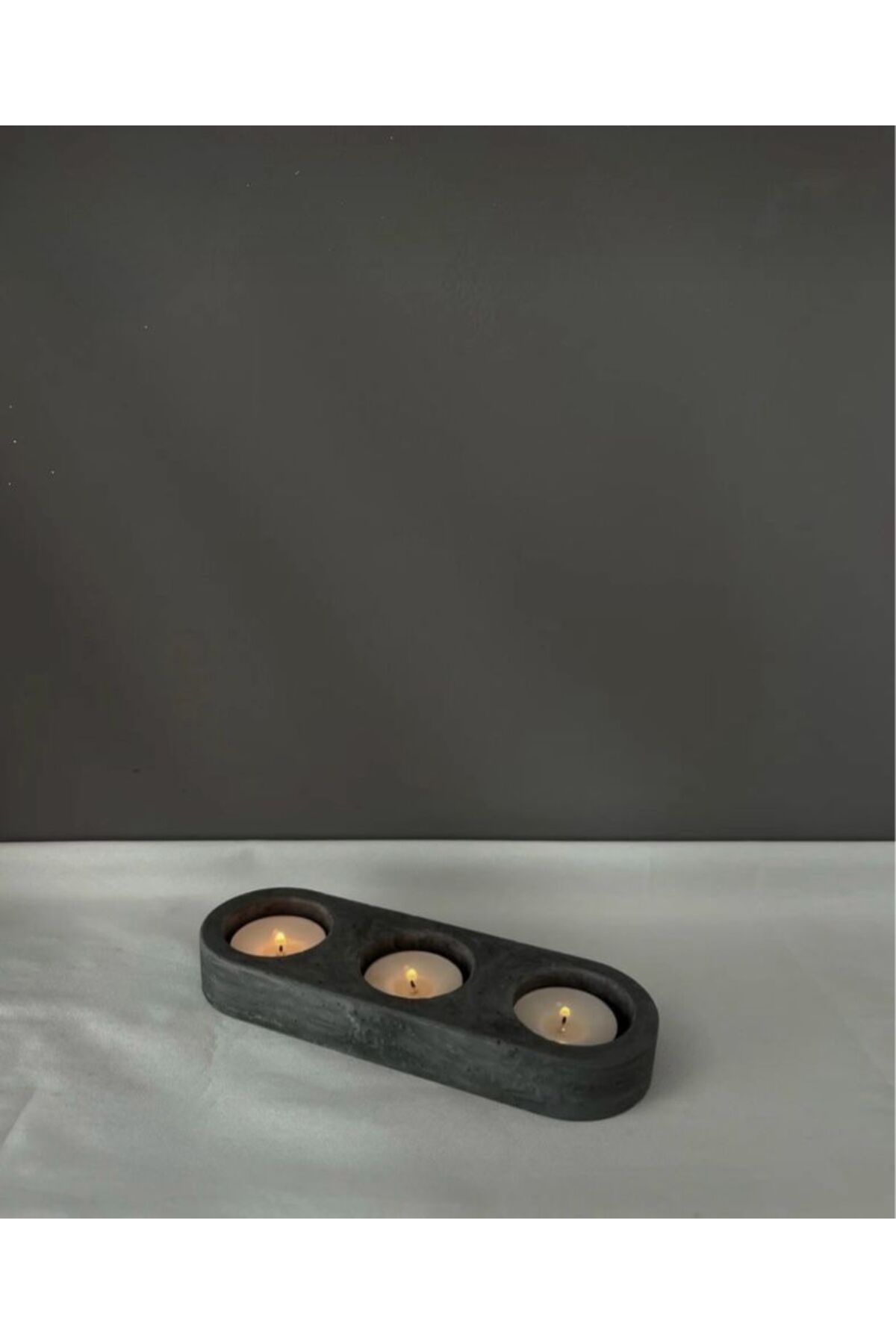 Evosia Design Gri Mermer Görünümlü Dedgrade Tealight Mumluk