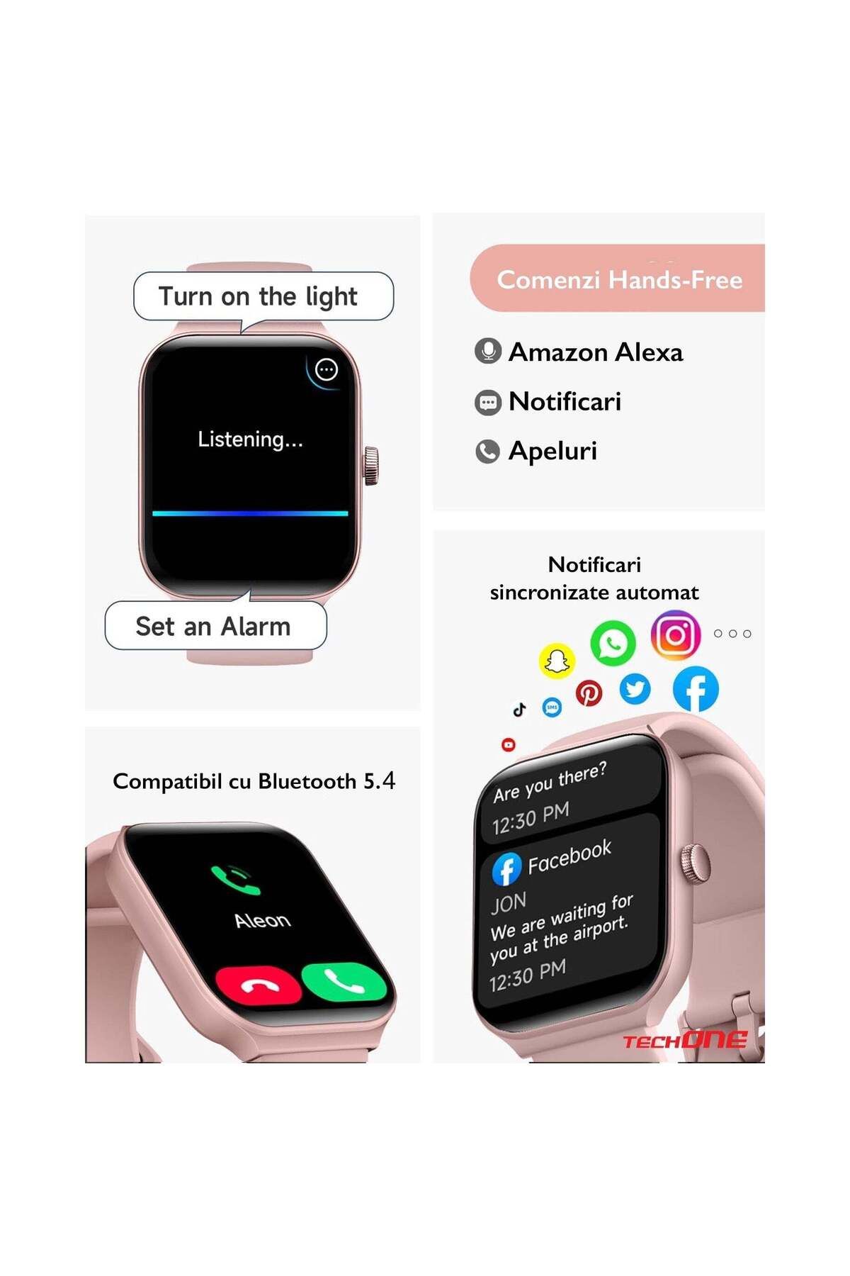 Techone-Ceas inteligent Vita Pulse pentru femei, auriu 3