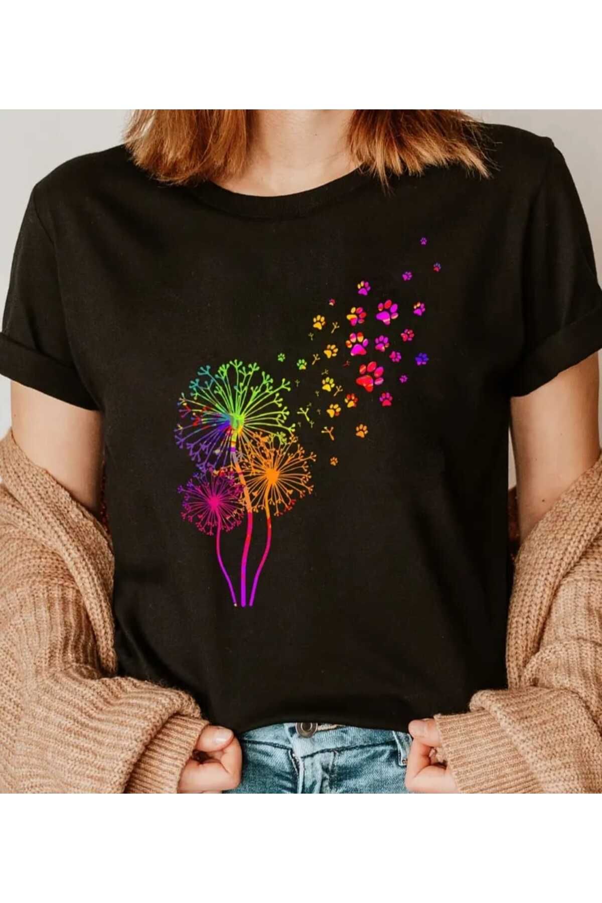 Panda Baskı Tekstil Pembe Çiçek Baskılı Özel Tasarım Oversize Tshirt