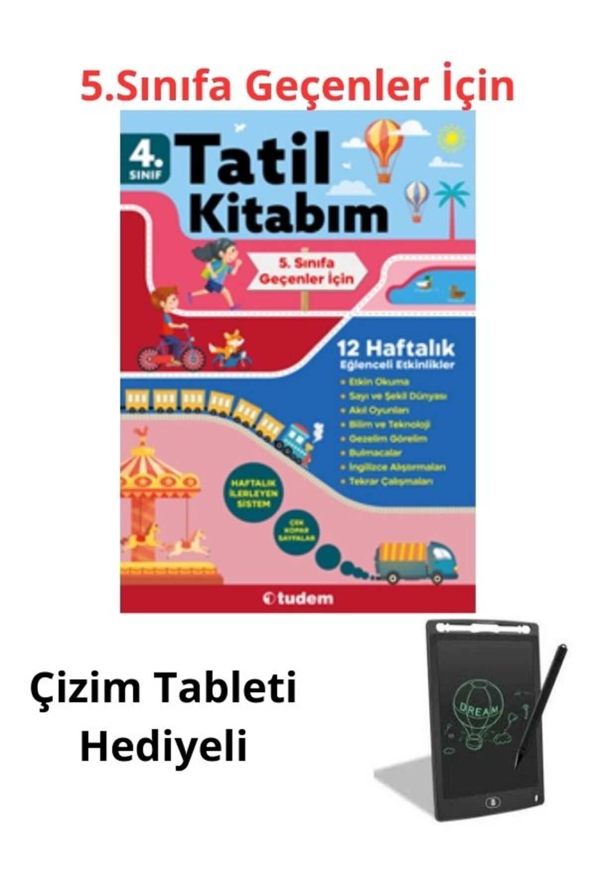 Tudem Yayınları 4. Sınıf Tatil Kitabı (5. sınıfa geçenler için) 2025 Çizim Tableti Hediyeli