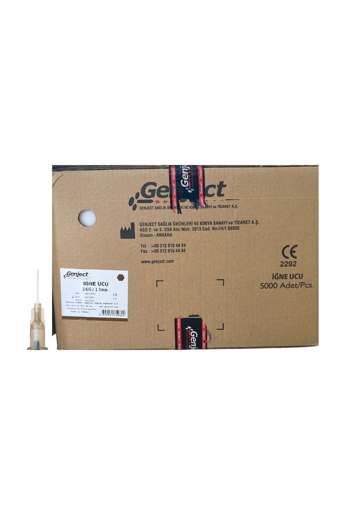 Genject - ENJEKTÖR İĞN UCU 13MM KAHVERENGİ 26G - 5000 ADET