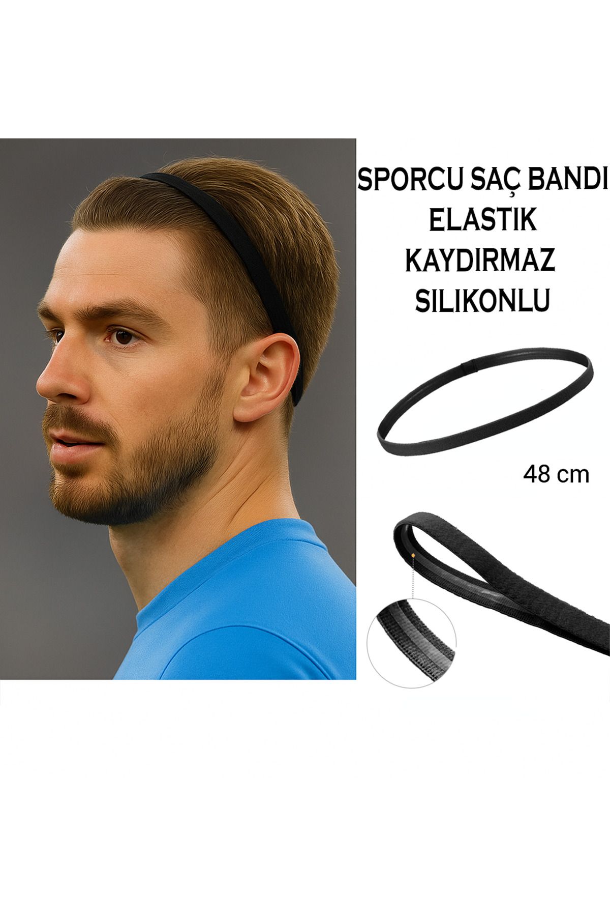 GAZELMANYA Kaydırmaz Silikonlu Saç Bandı Elastik Spor Futbol Saç Bandı Tokası Futbol Tokası Sporcu Saç Bandı