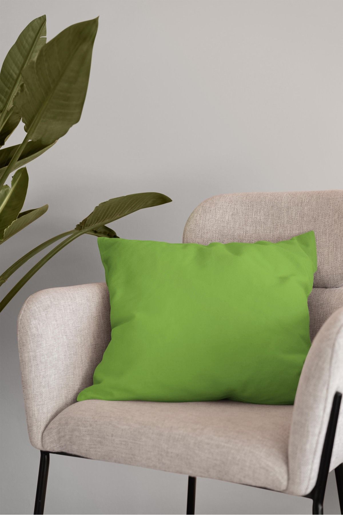 Home Seray Home Yeşil Düz Renk Çift Tarafı Desenli Kırlent Kılıfı