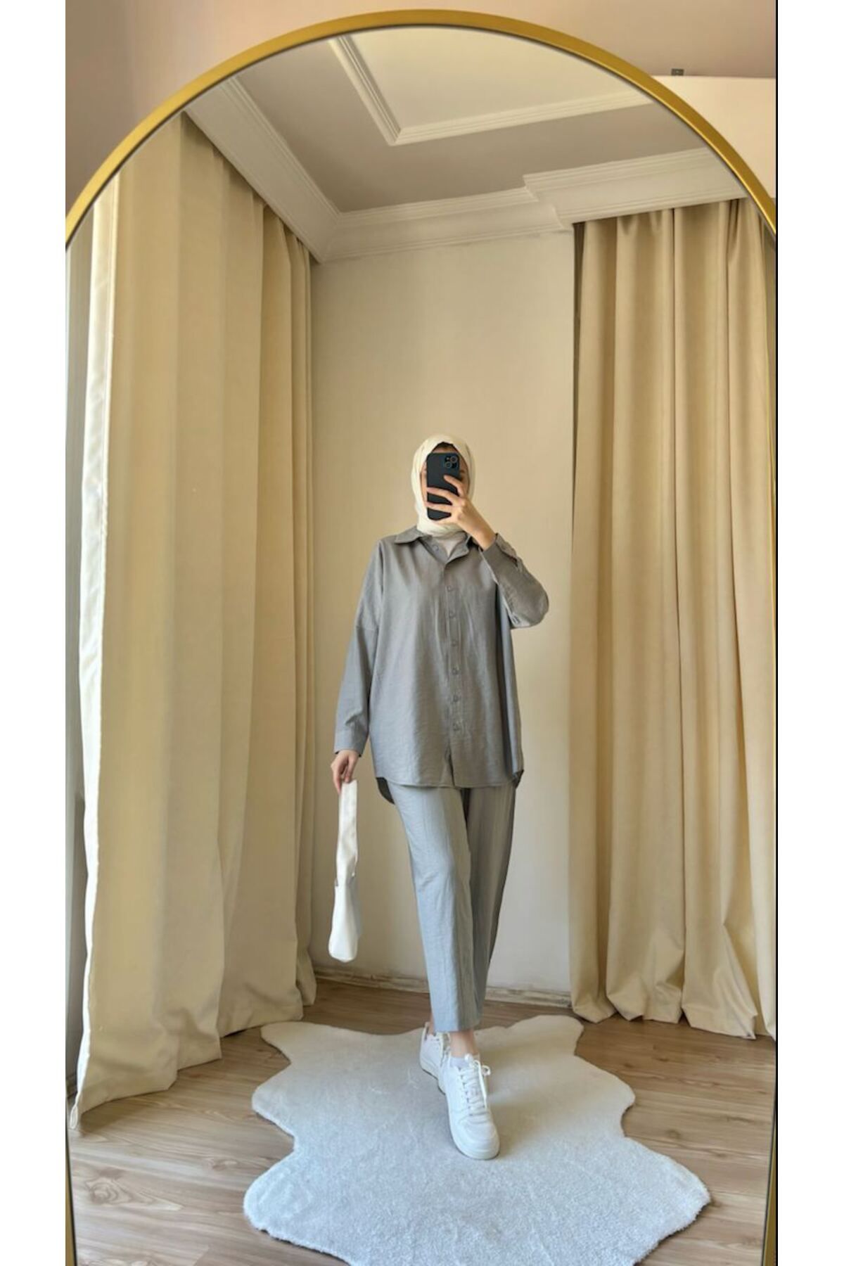 Suede Style 9053 - Şık Rahat Kadın Özel İnce Kumaş Pantolon Gömlek Takımı