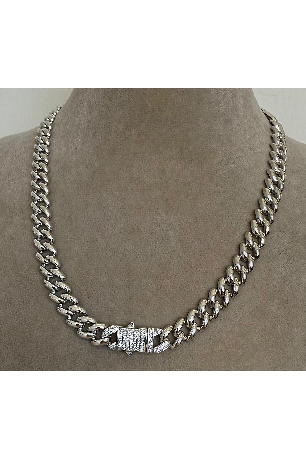 zeyyn silver 925 AYAR GÜMÜŞ GURMET TAŞSIZ KOLYE KİLİT KISMI TAŞLI