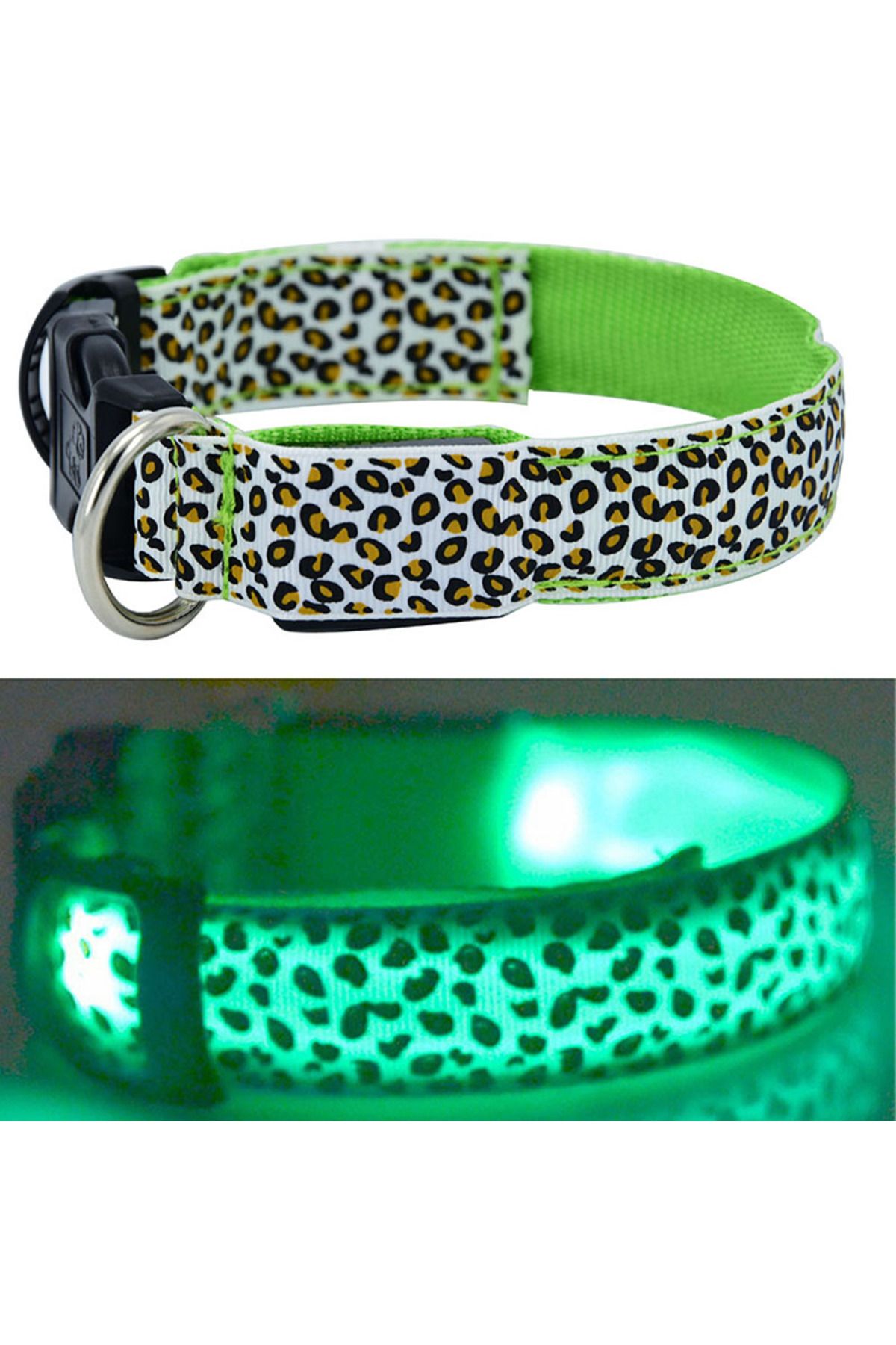 zola-Dog/cat collar, with LED, size M, white/green 4