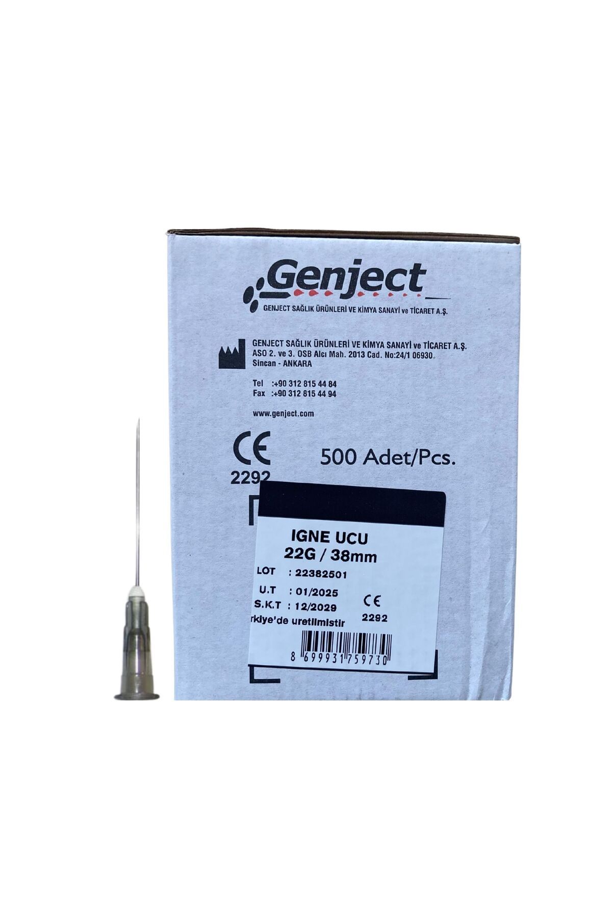 Genject - ENJEKTÖR İNE UCU 38MM SİYAH 22G - 500 ADET