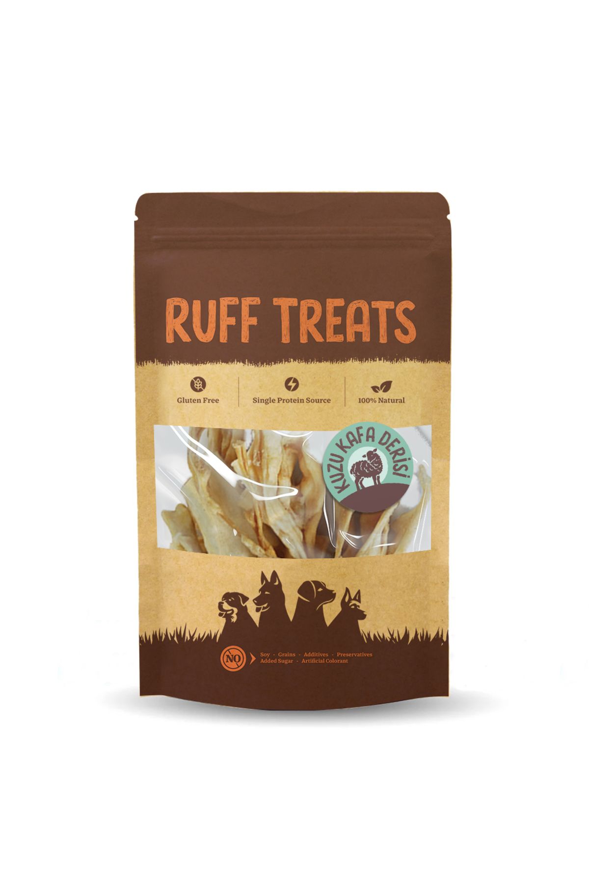 Ruff Treats Kurutulmuş Ödül Maması Kuzu Kafa Derisi 15cm. - 100gr.