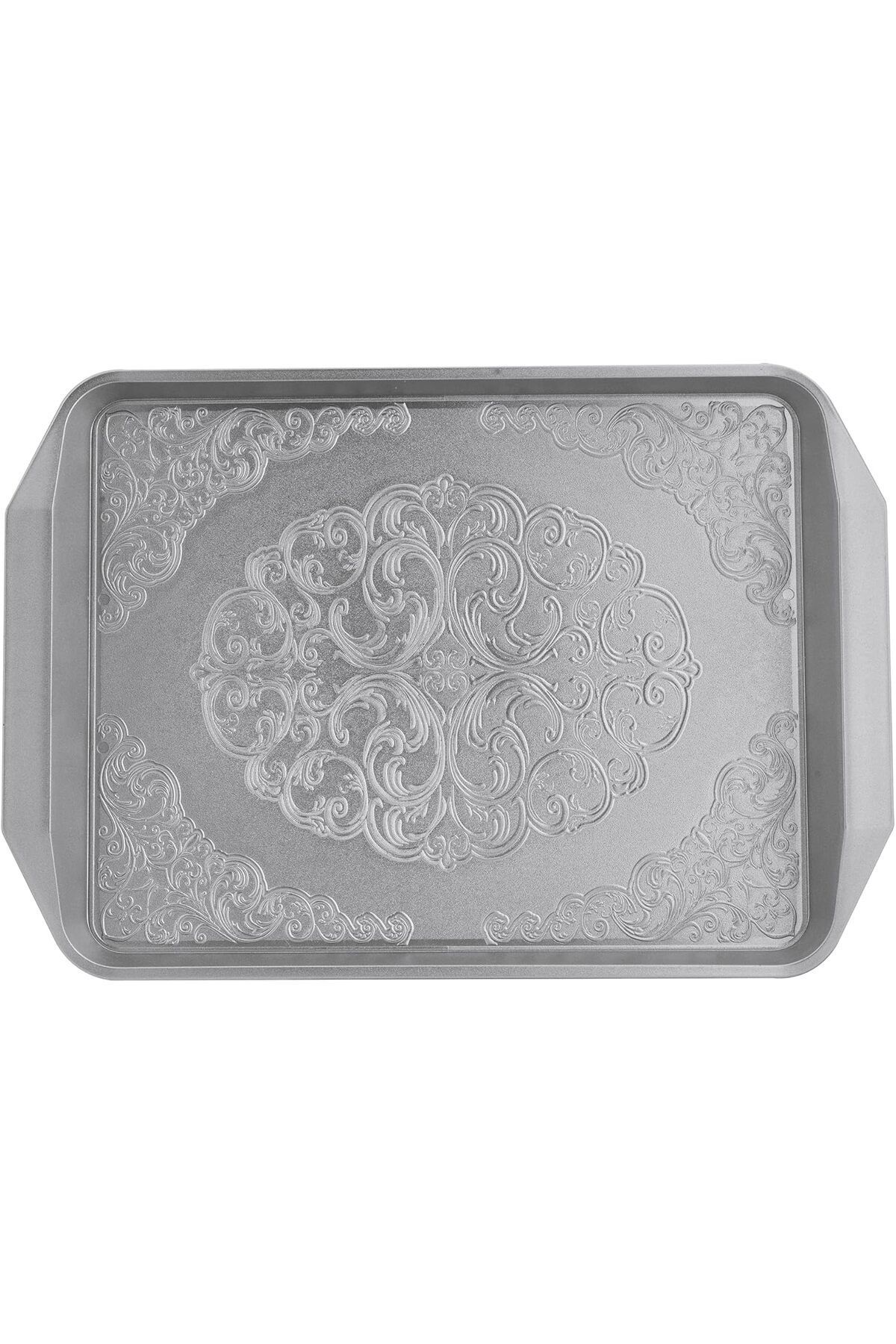 ALSAIF-Rectangular Serving Tray, Silver 1