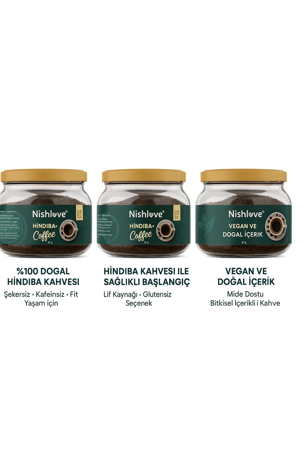 NİSHLOVE 3 Adet Detox Hindiba Kahvesi –| Fit Bitkisel Kahve (450G)
