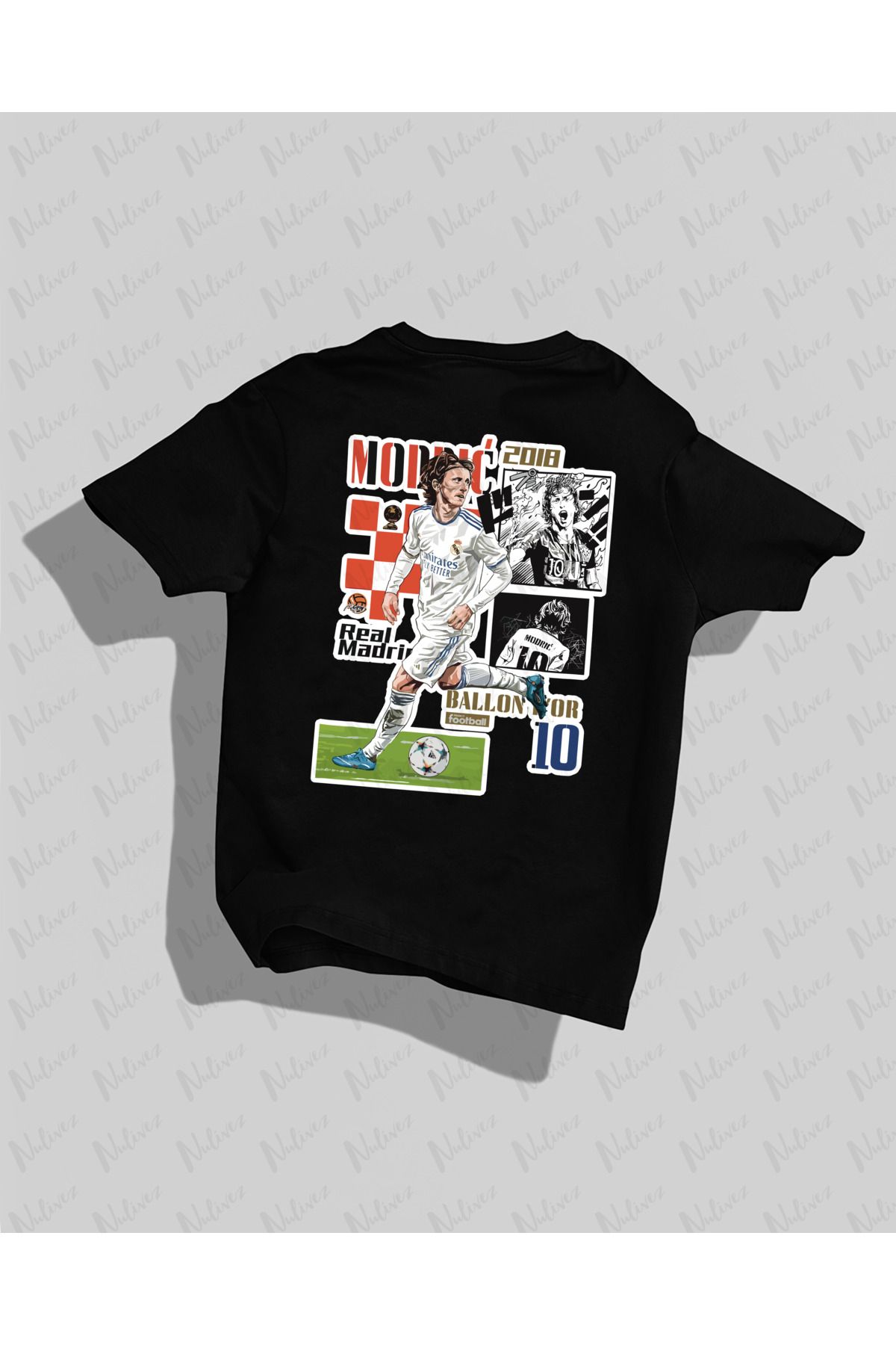 Nulivez Real Madrid Tasarımı Sırt Baskılı Yüksek Kalite Kompakt Unisex Oversize T-Shirt