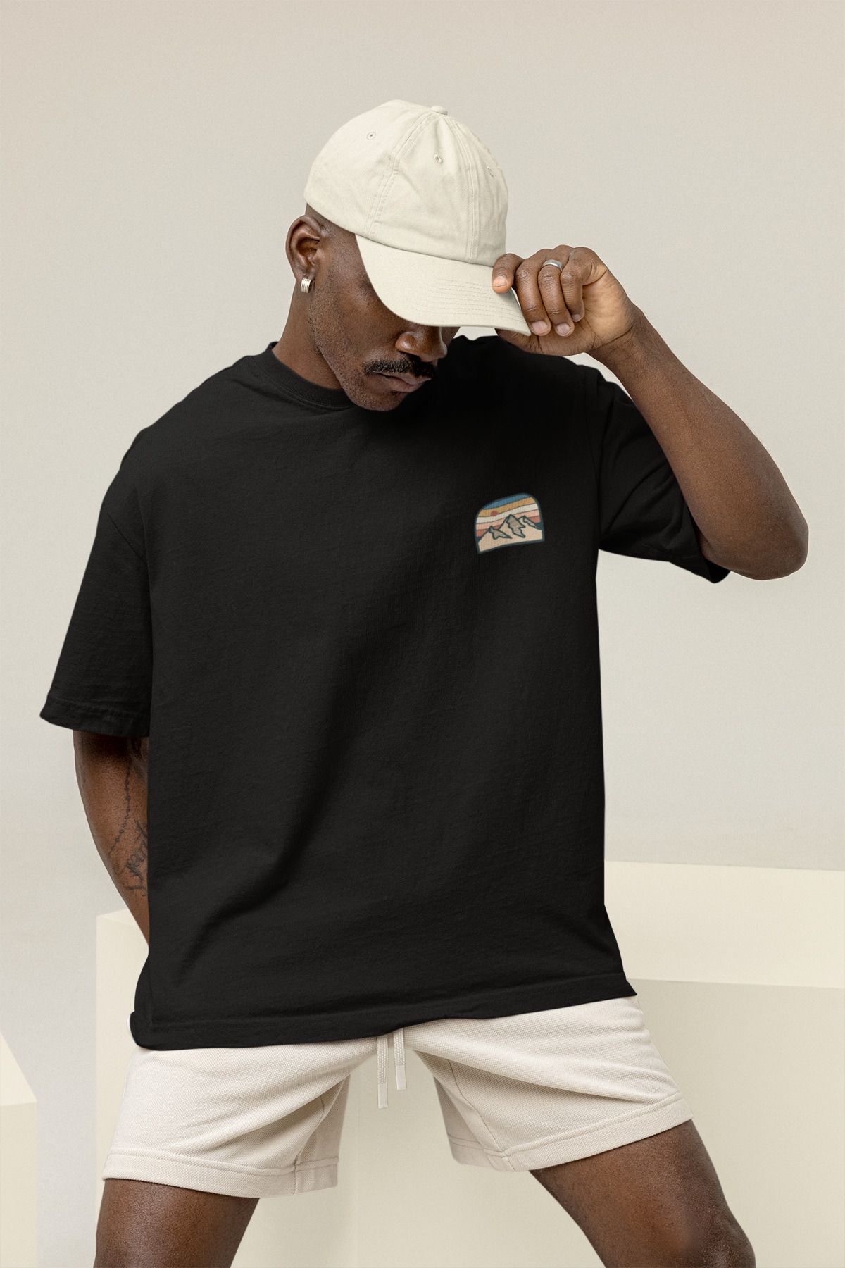 Sheeshbucks Mountain Camp Tasarımlı Erkek Oversize Siyah Tişört