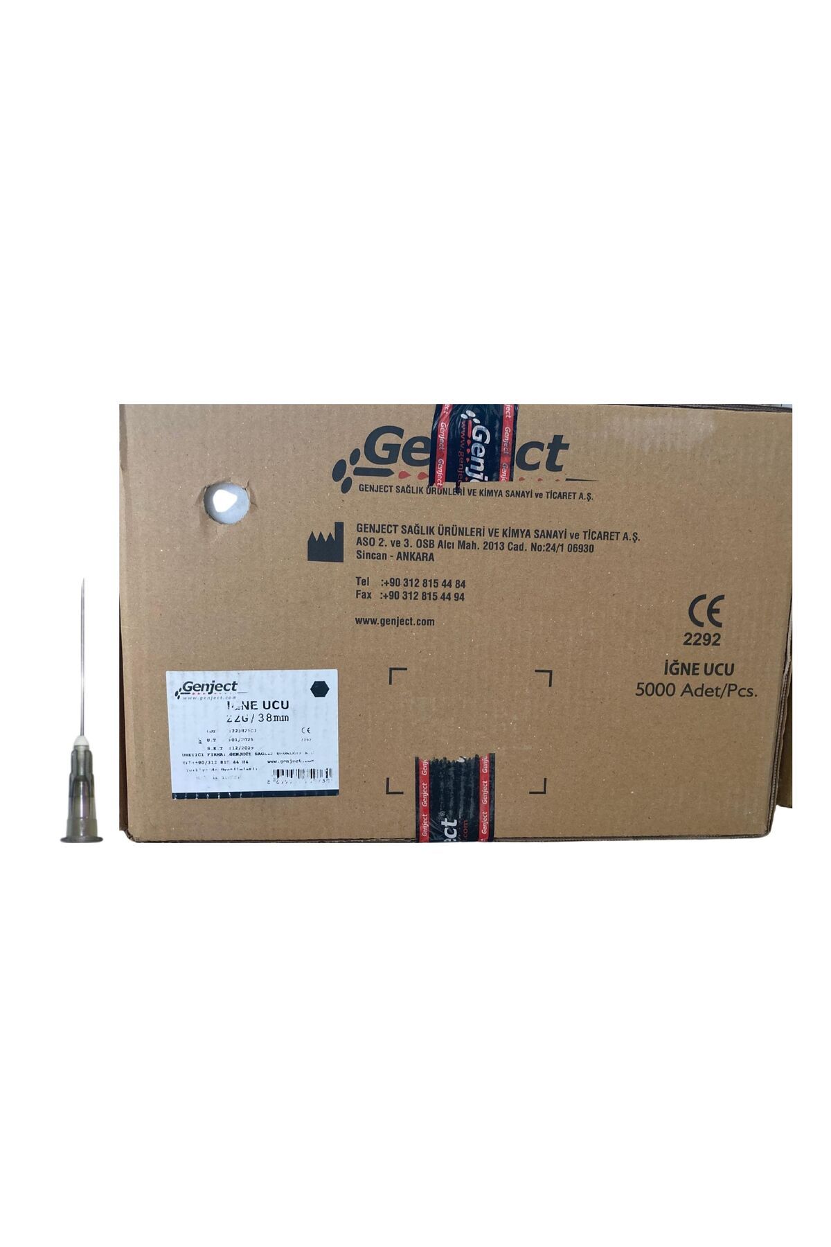 Genject - ENJEKTÖR İNE UCU 38MM SİYAH 22G - 5000 ADET