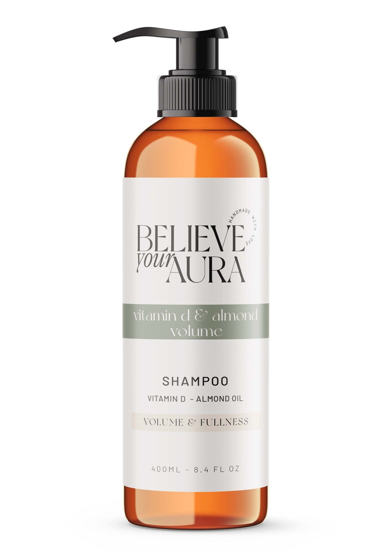 Believe Your Aura Tatlı Badem Yağı Şampuanı - D Vitaminli Hacim Veren Dolgunlaştıran Doğal Saç Bakım Şampuanı - 400 ml