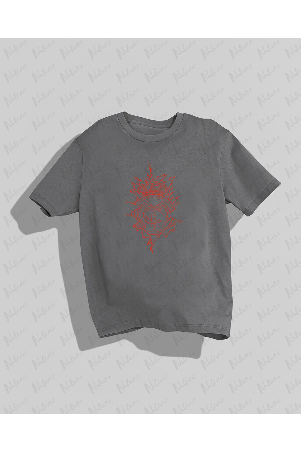 Nulivez Real Madrid Tasarımı Baskılı Yüksek Kalite Kompakt Unisex Oversize T-Shirt